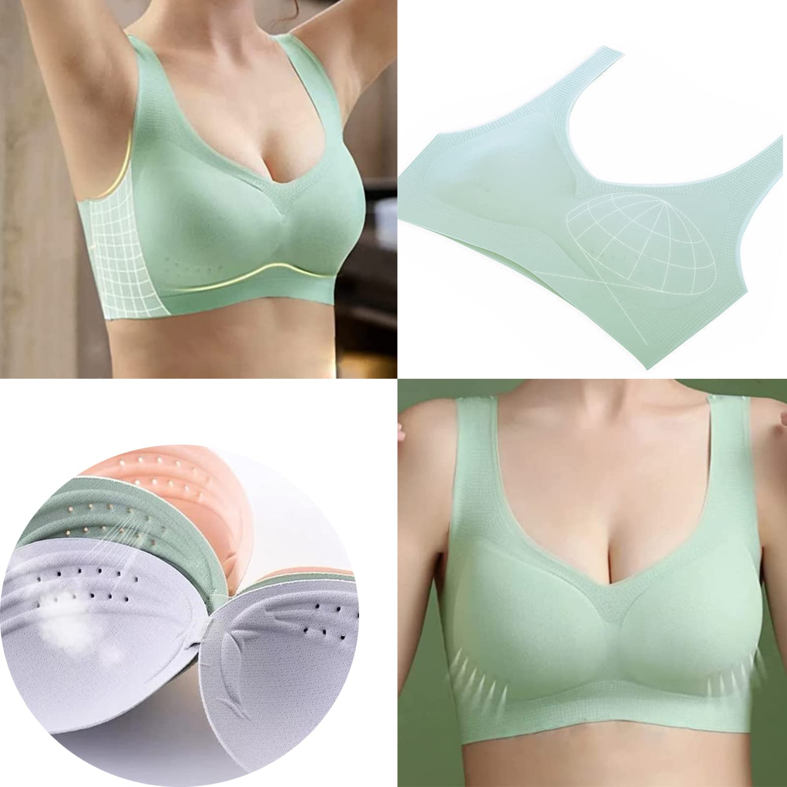 Ultra-Thin Ice Silk Sports Bra for Women - Seamless Wireless Bralette with Removable Pads - Breathable & Comfortable for Yoga, Running, Gym & Everyday Wear