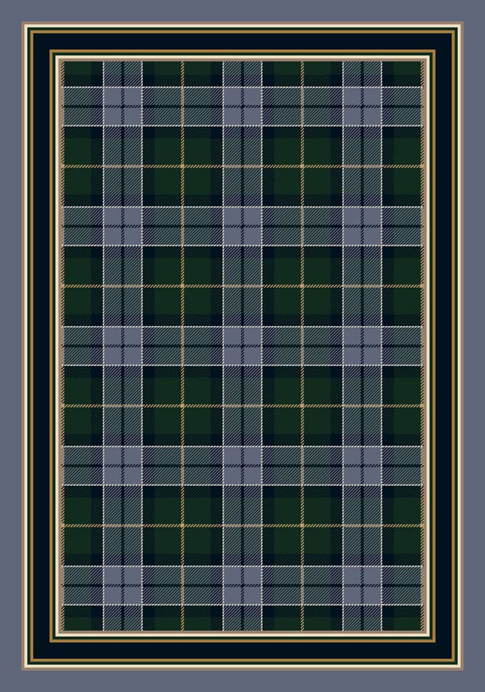 Emerald and Lapis Plaid Area Rug 5'4