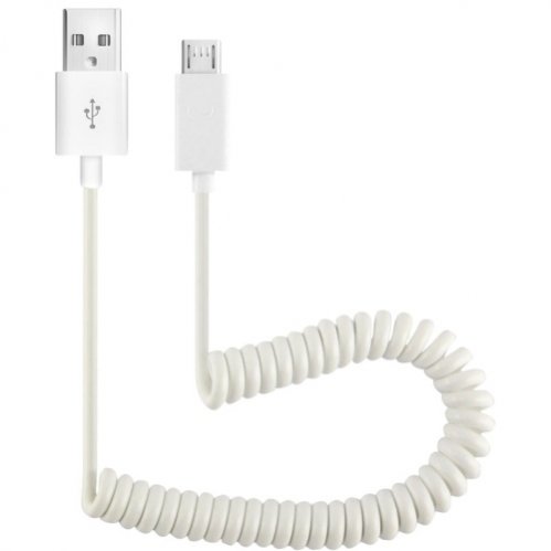 Premium White Coiled Micro USB 2.0 Charging & Data Sync Cable - Compatible with Amazon Kindle Series (Kindle Fire HD 6/7/8.9, Kindle Fire HDX, Kindle Keyboard 3G, Paperwhite) - Fast Charging & Data Transfer for Home, Office & Travel Use