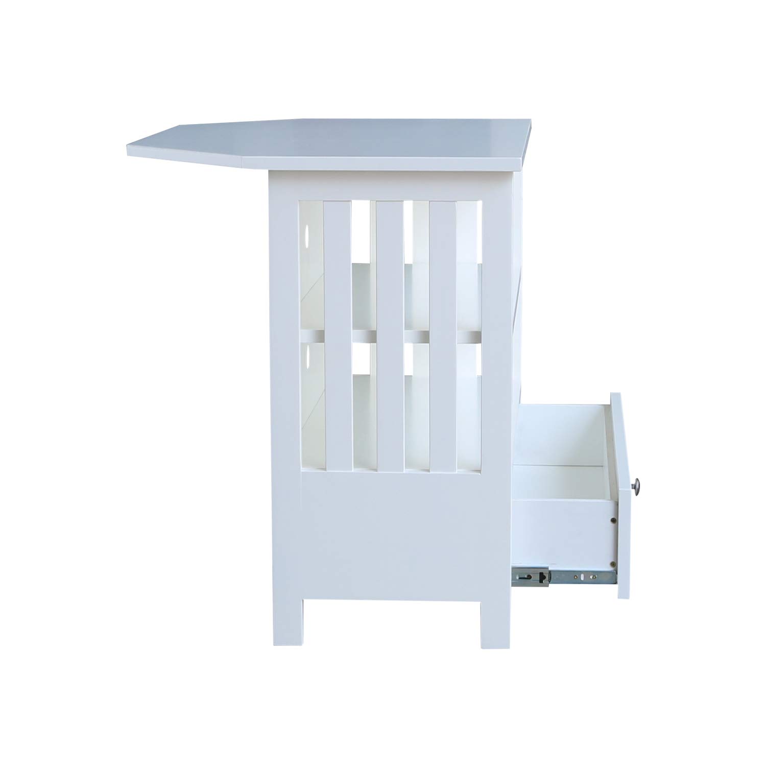 IC International Concepts Solid Wood TV Stand with Storage Shelves and Drawer, 28.9