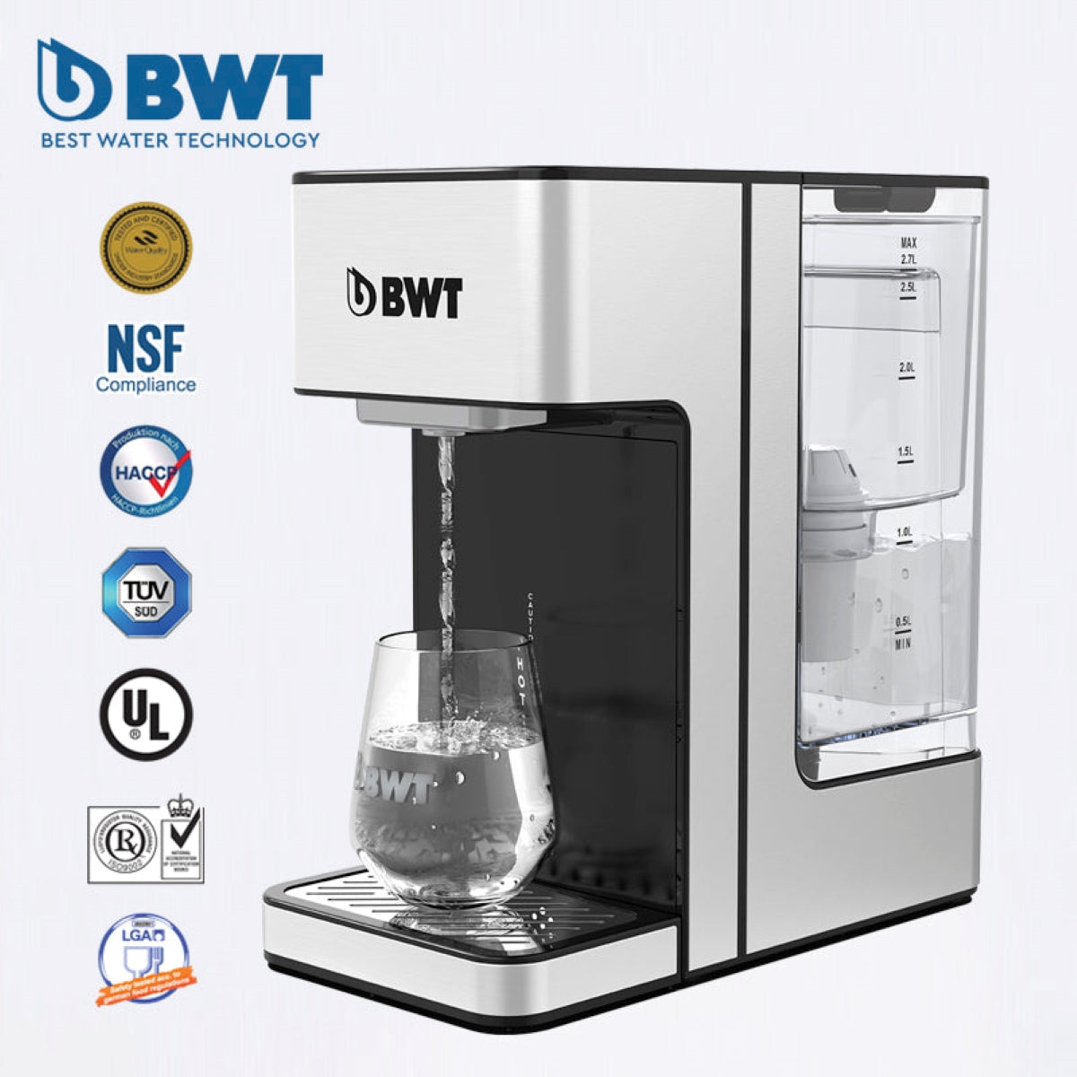 BWT Black Diamond Series 2.7L Instant Hot Water Filter KT2220 C(HK) - Perfect for Kitchen, Office & Home Use