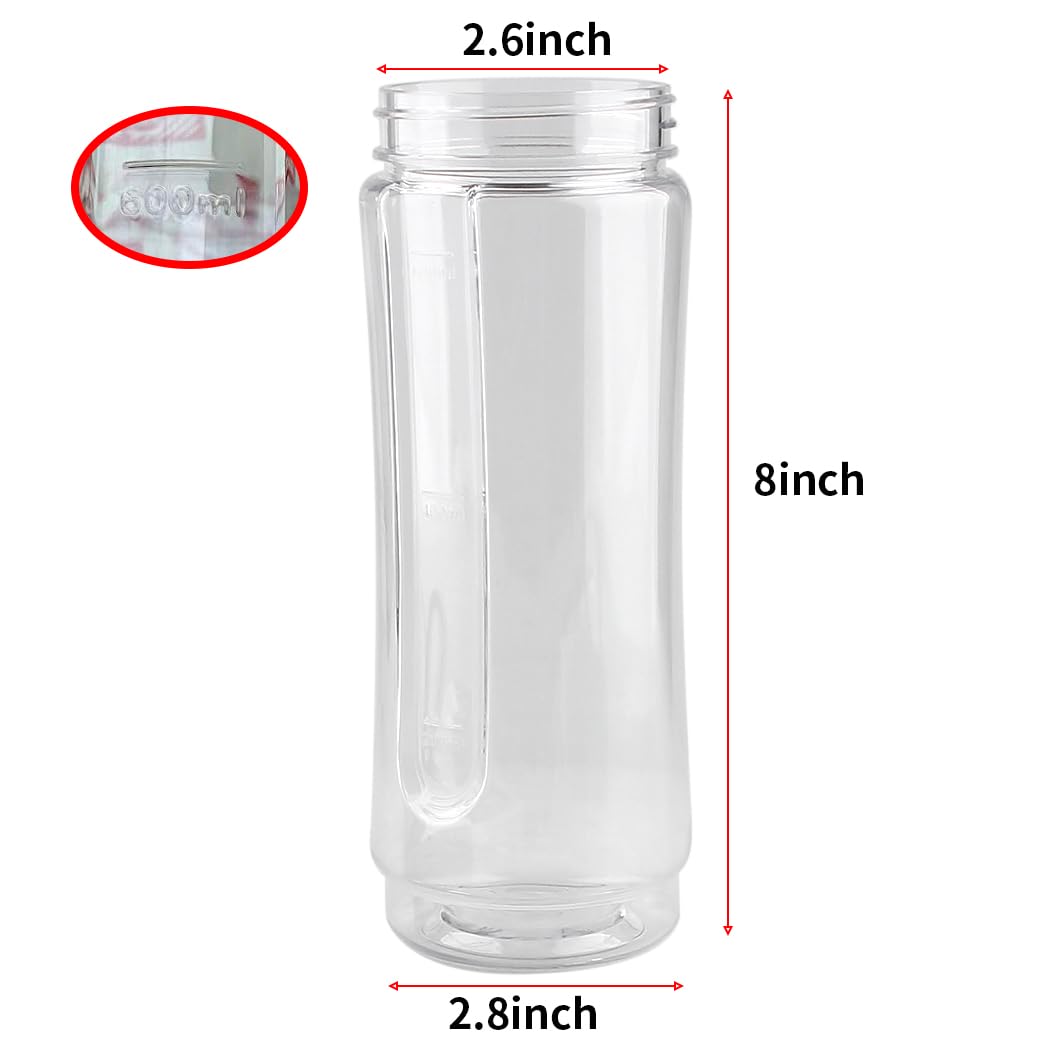 2 Pack 20oz Sports Bottle Replacement Parts with Spill-Proof Lid - Compatible with Oster MyBlend Plus Personal Blender - Perfect for Smoothies, Protein Shakes & On-the-Go Drinks