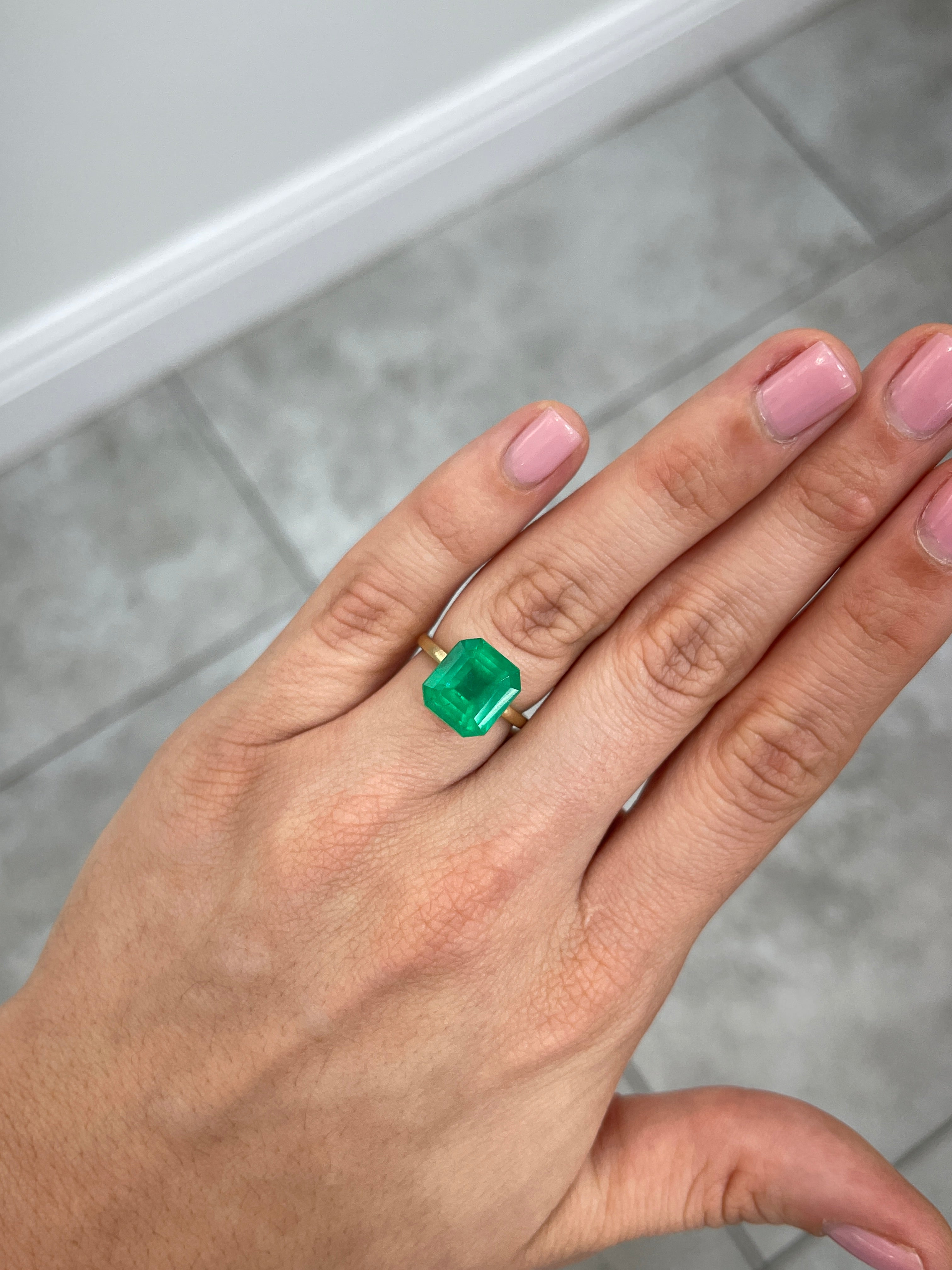 5.94 Carat 12x11mm Deep Green Natural Loose Colombian Emerald Gemstone - Emerald Cut for Jewelry Making, Engagement Rings & Luxury Gifts
