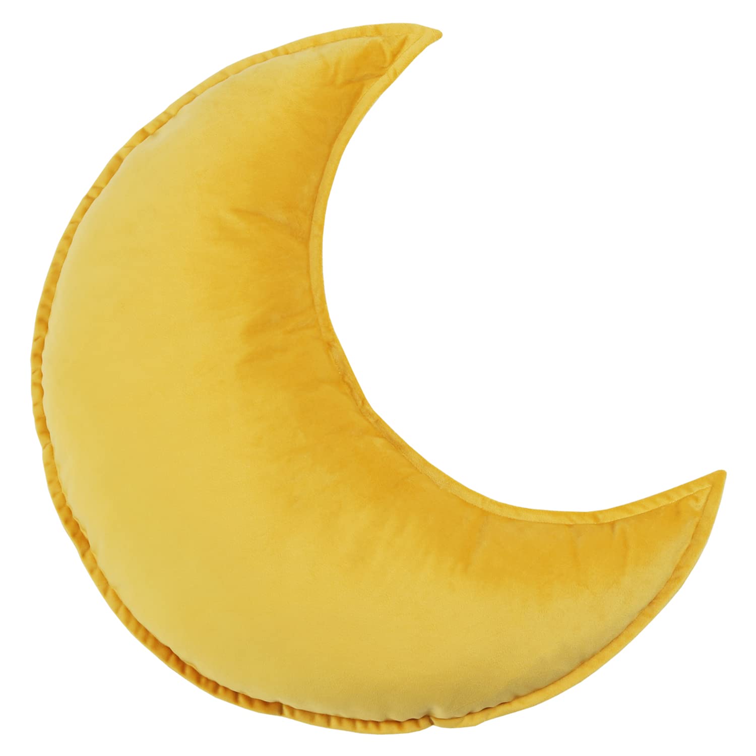 Soft Velvet Star & Moon Shaped Pillow - Kids Nursery Decor, Cozy Throw Pillow for Bedroom, Couch & Reading Nook - Perfect for Toddler Rooms, Playrooms & Relaxation (Yellow Moon Design)