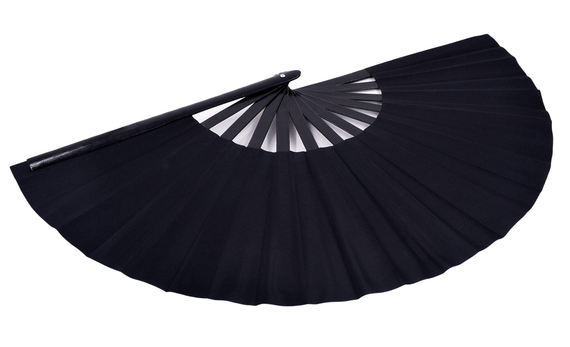 Amajiji Large Folding Hand Fan for Women & Men - Traditional Chinese Japanese Bamboo Nylon Cloth Fan - Perfect for Dance Performances, Festivals, Weddings, Home Decor & Gifts (Black) - Elegant Cooling Accessory for Summer Events & Cultural Celebrations