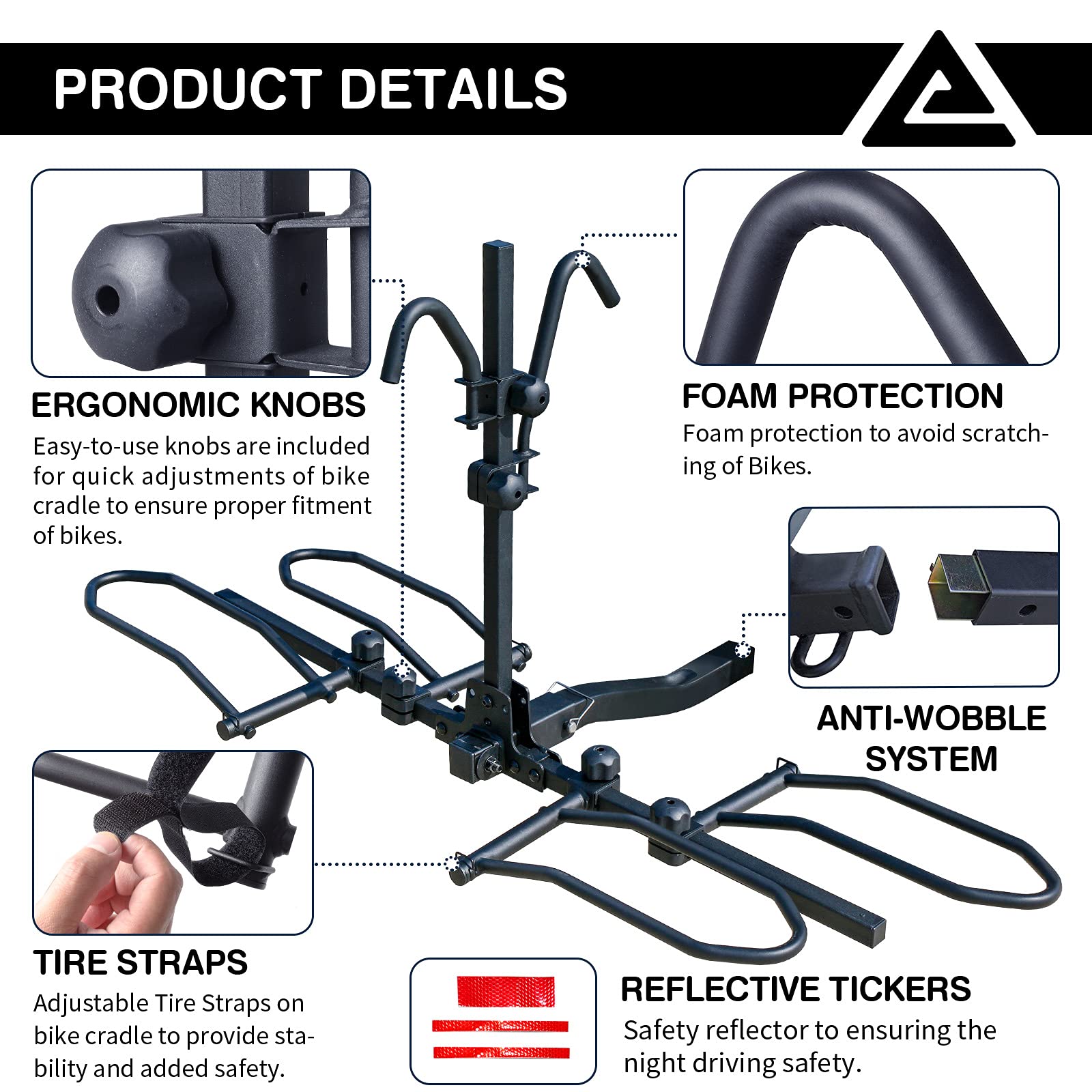 Leader Accessories 2-Bike Platform Hitch Mount Bike Rack - Foldable Tray Style Bicycle Carrier for Cars, Trucks, SUVs & Minivans with 2