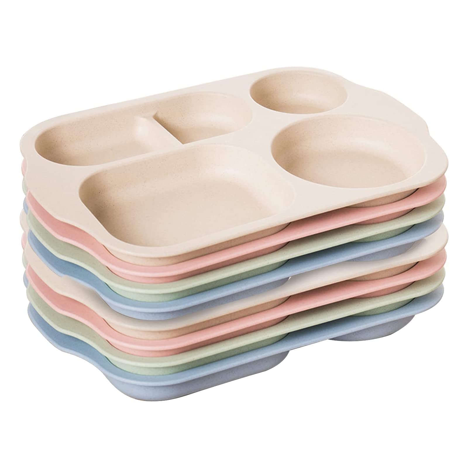 8-Pack Plastic Divided Plates Set - Microwave & Dishwasher Safe Sectioned Meal Trays for BBQ, Camping, Picnics & Kids Parties - BPA-Free Durable Dinnerware