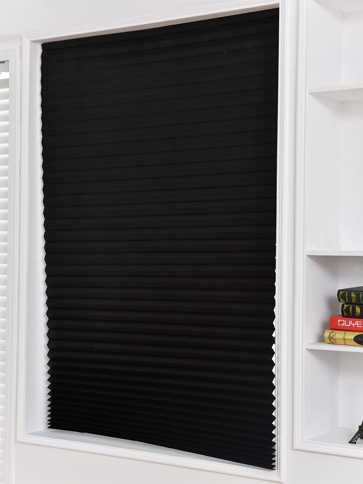 Light Filtering Pleated Paper Window Shades - Black 60x180cm (23.6