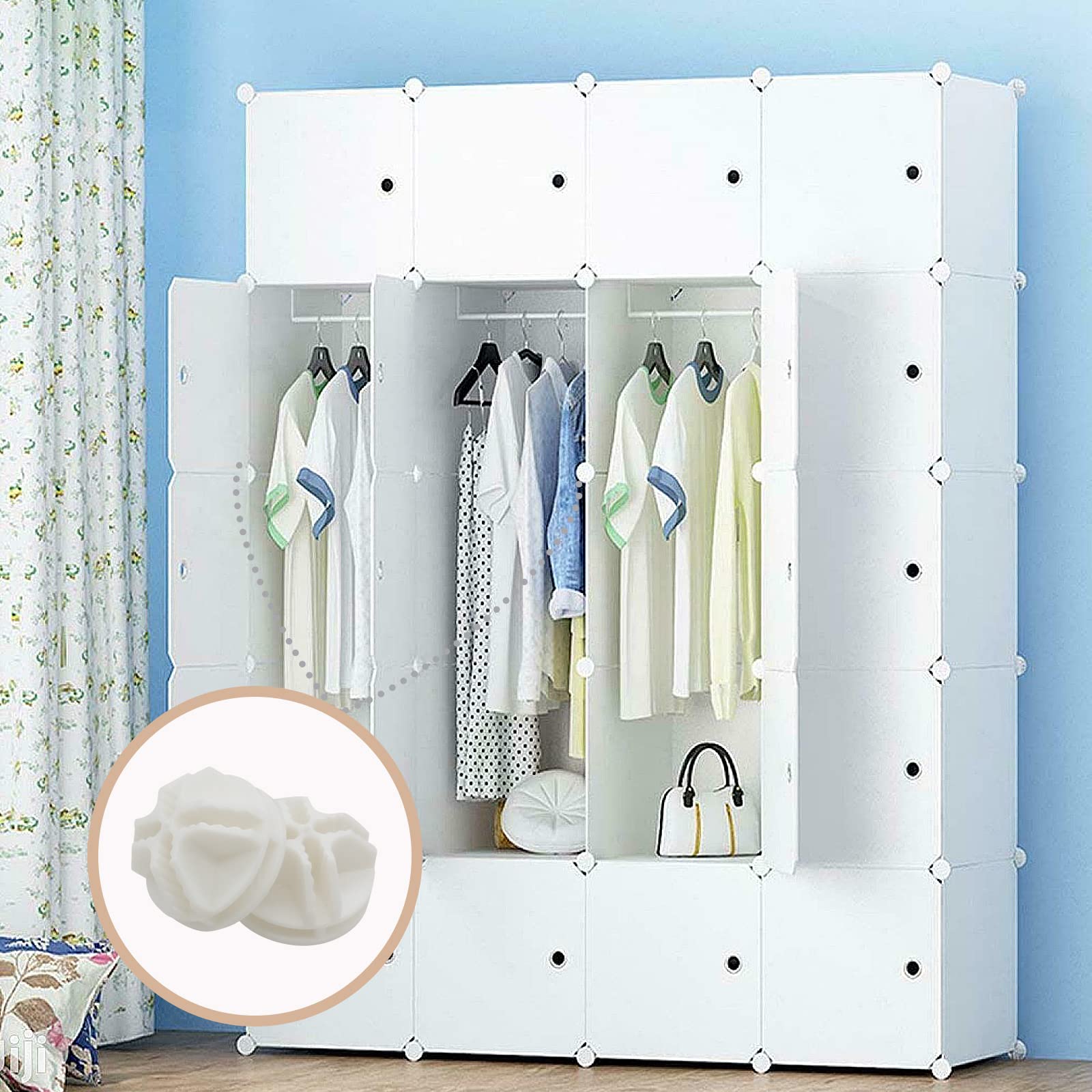 50Pcs White Wire Cube Plastic Connectors - Modular Grid Organizer for Closet Storage, Wire Shelving & DIY Home Organization - Perfect for Bedroom, Garage & Office Storage Solutions