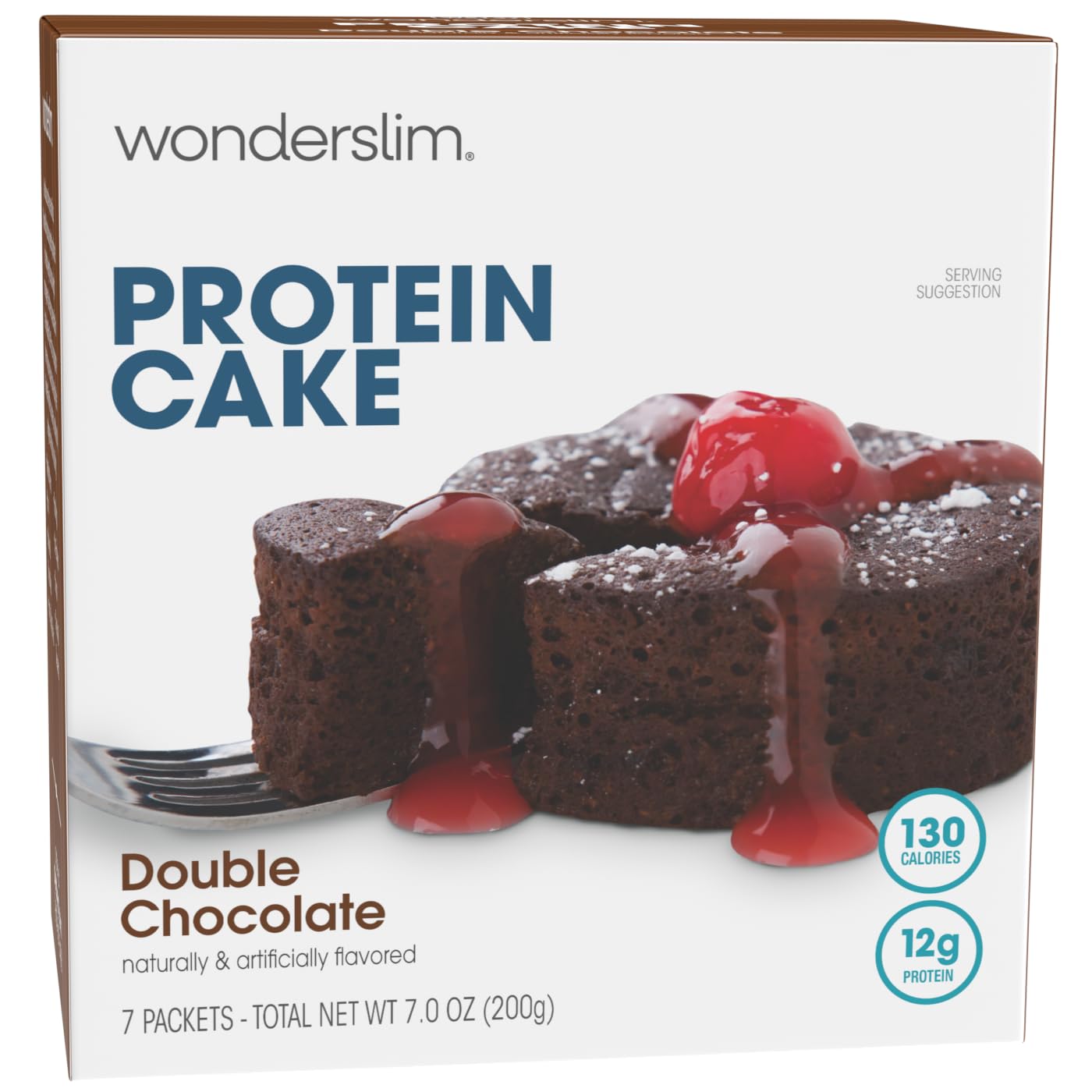 WonderSlim Protein Cake Mix - Double Chocolate Flavor, 12g Protein, Low Carb, Gluten Free (7 Pack) - Perfect for Keto Diet, Weight Loss & Healthy Snacking