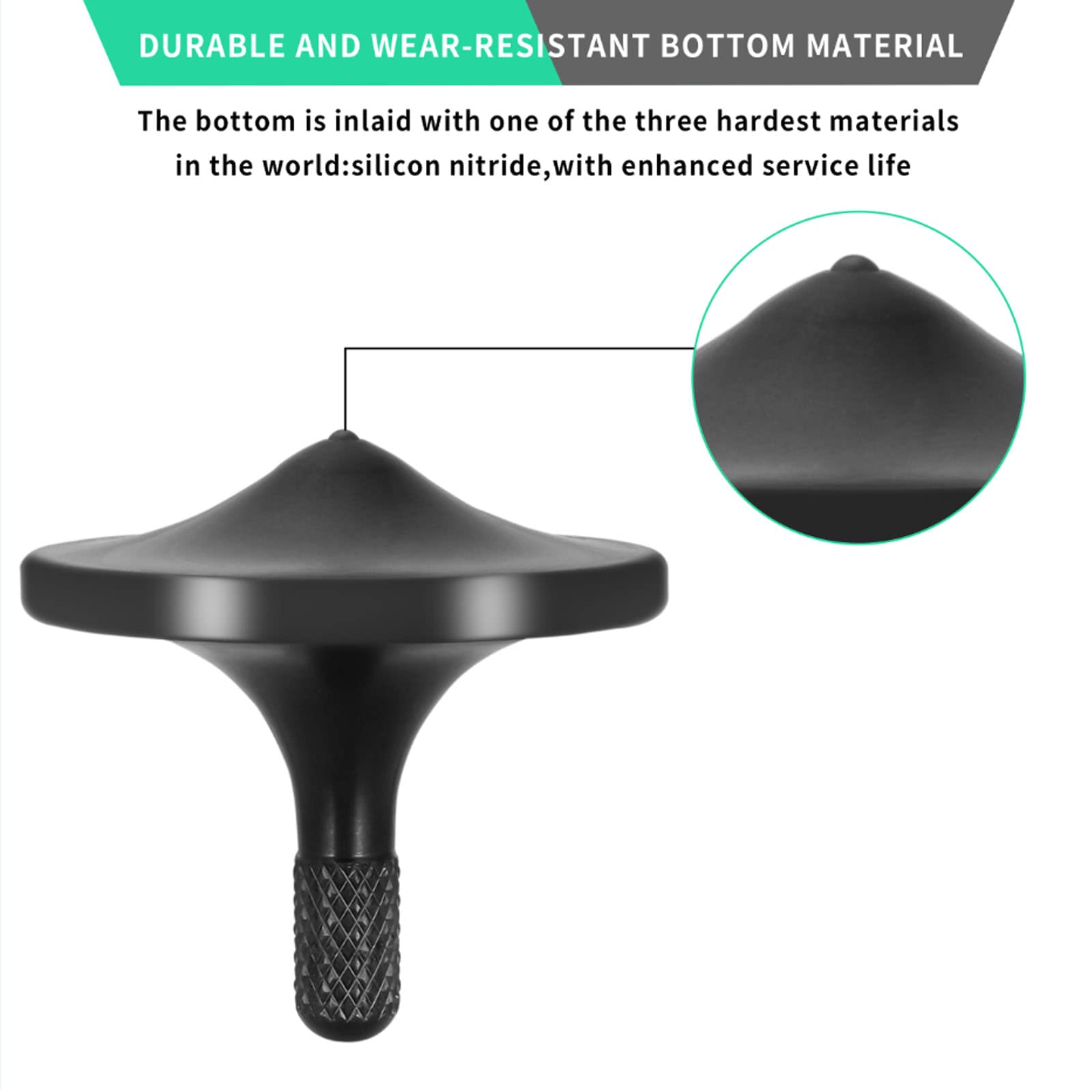 Premium Metal Spinning Top Toy - Ultra Smooth 8+ Minute Spin Time, Perfectly Balanced EDC Desk Gyro for Adults | Stress Relief Office Toy, Unique Gift for Men (Black) - Ideal for Meditation, Focus & Fidgeting