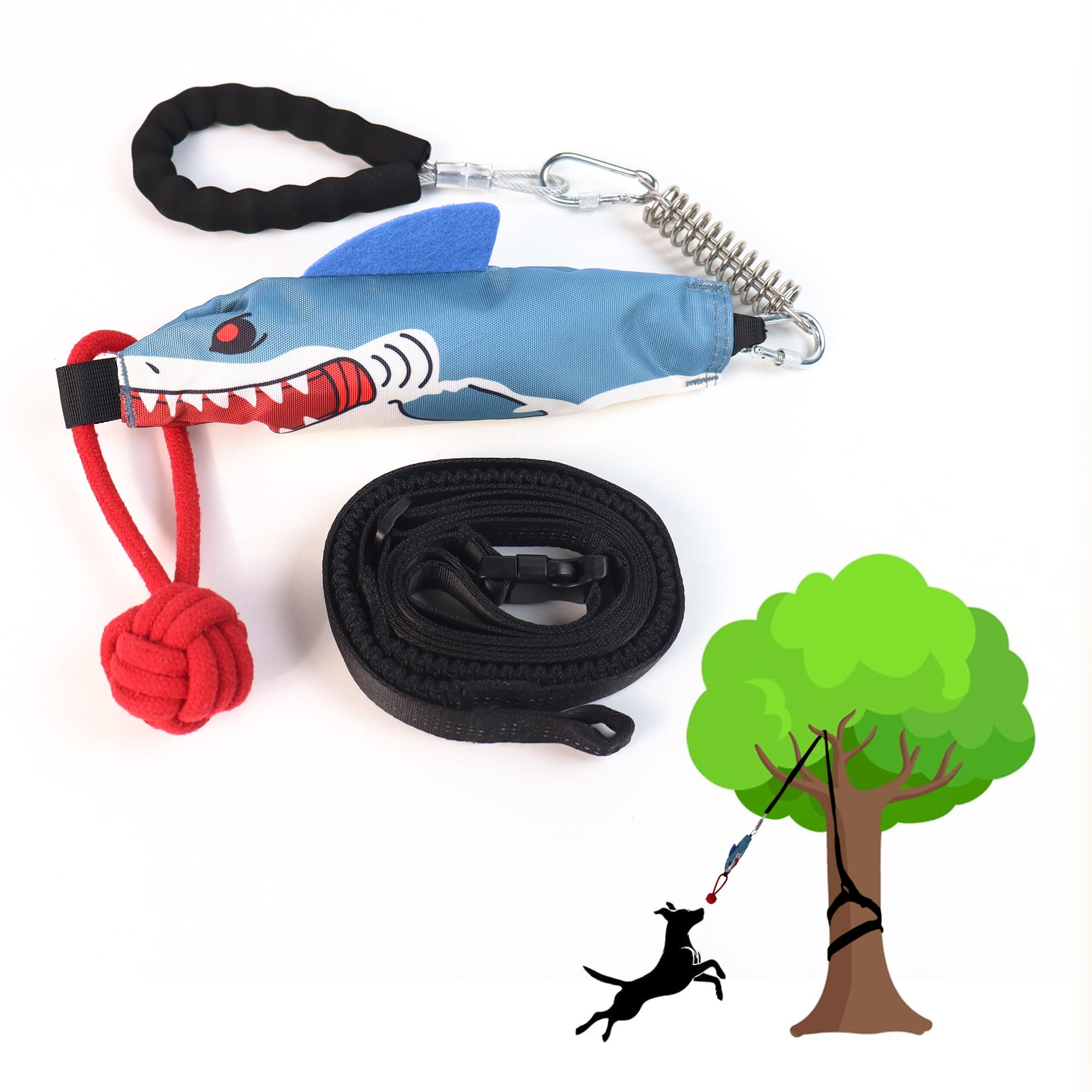 LISPOO Heavy-Duty Dog Tug Toy for Large Dogs - Durable Chew-Proof Rope Toy for Aggressive Chewers, Interactive Play & Tug of War - Wire Handle & Stump Design for Outdoor & Indoor Play - Perfect for Training, Bonding & Exercise