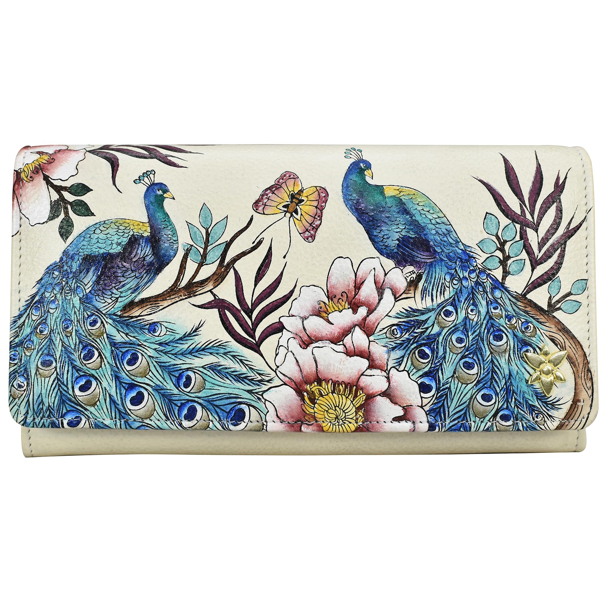 Anuschka Women's Hand-Painted Genuine Leather RFID Blocking Accordion Flap Wallet - Stylish & Secure for Travel, Shopping & Everyday Use