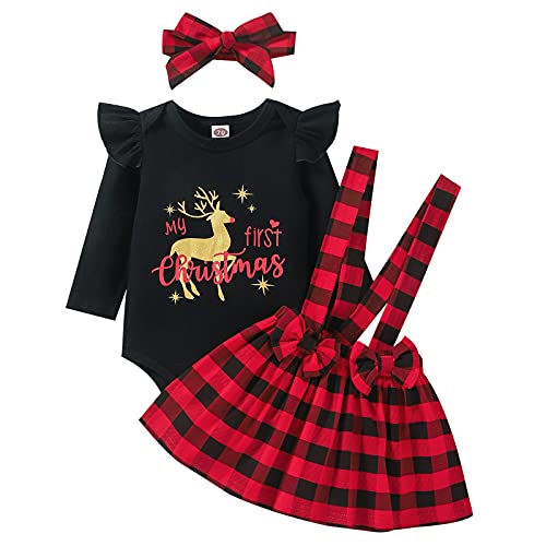 My 1st Halloween Christmas Thanksgiving Outfits for Newborn Baby Girls - Ruffle Romper & Suspender Skirts Set | Cute Holiday Photo Shoot, Family Gathering & Special Occasion Outfits