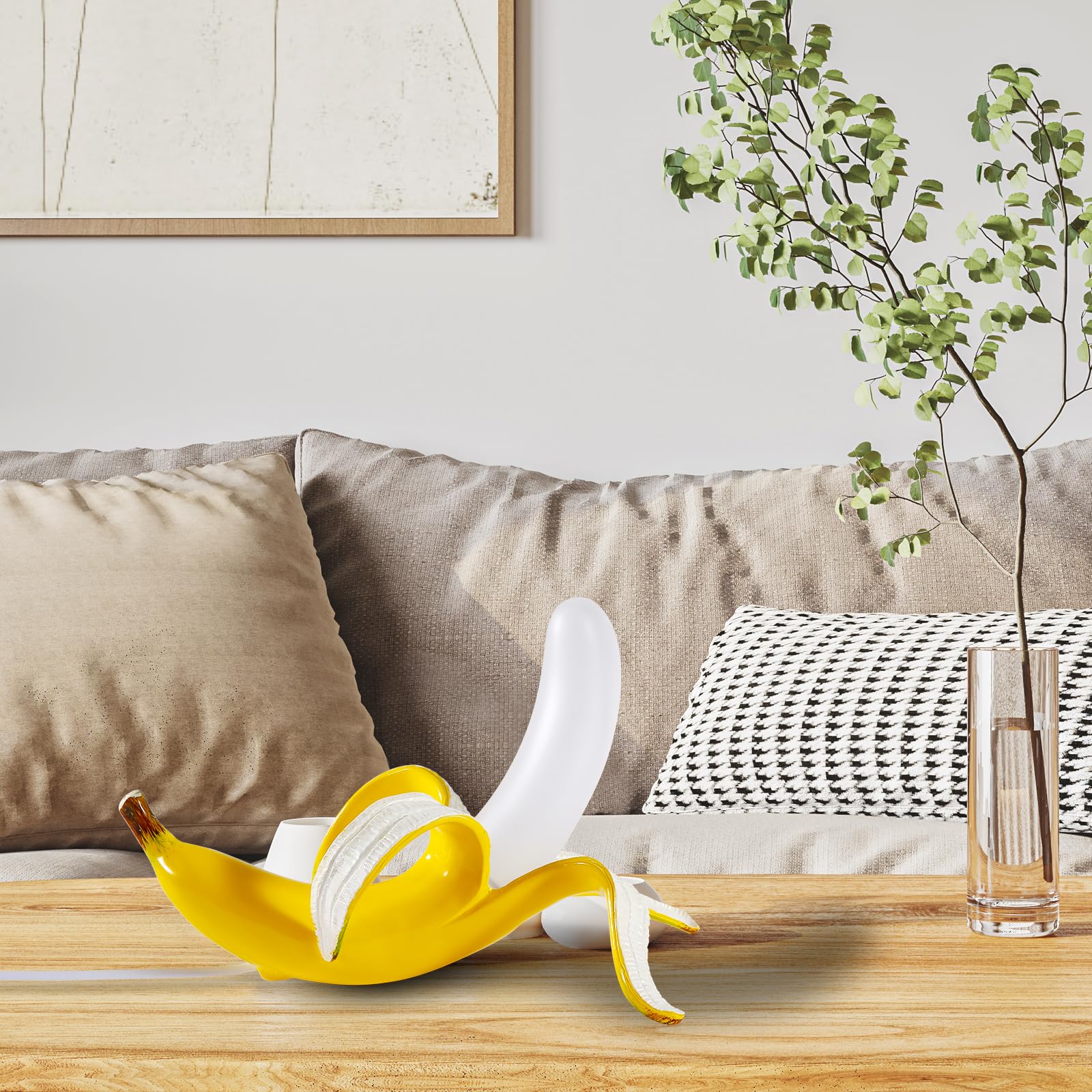 MAYOLA Modern Banana Table Lamp - LED Desk Lamp & Night Light with Baking Finish Resin for Living Room, Bedroom, Home Office, Kids Room - Perfect for Reading, Decor, and Cozy Ambiance (Lying Style)