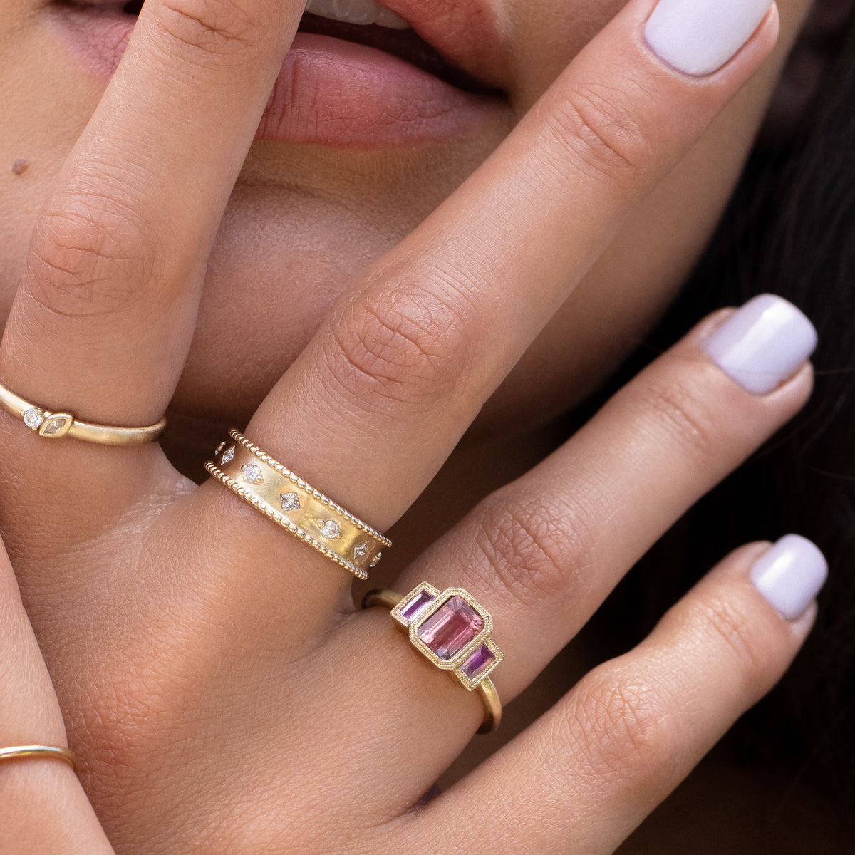 Exquisite Charlotte Bicolor Tourmaline & Sapphire Ring - Unique Handcrafted Jewelry for Women - Perfect for Weddings, Anniversaries & Special Occasions