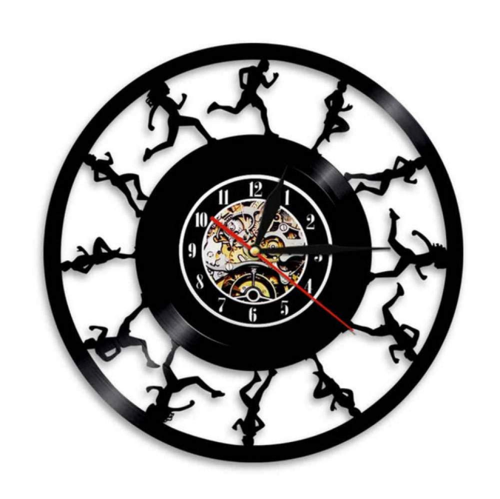 LWXJK Vintage Running Track Wall Clock - Retro Sports Vinyl Record Wall Art for Joggers & Cross Country Runners | Perfect for Home Gym, Office Decor & Athletic Gift Ideas
