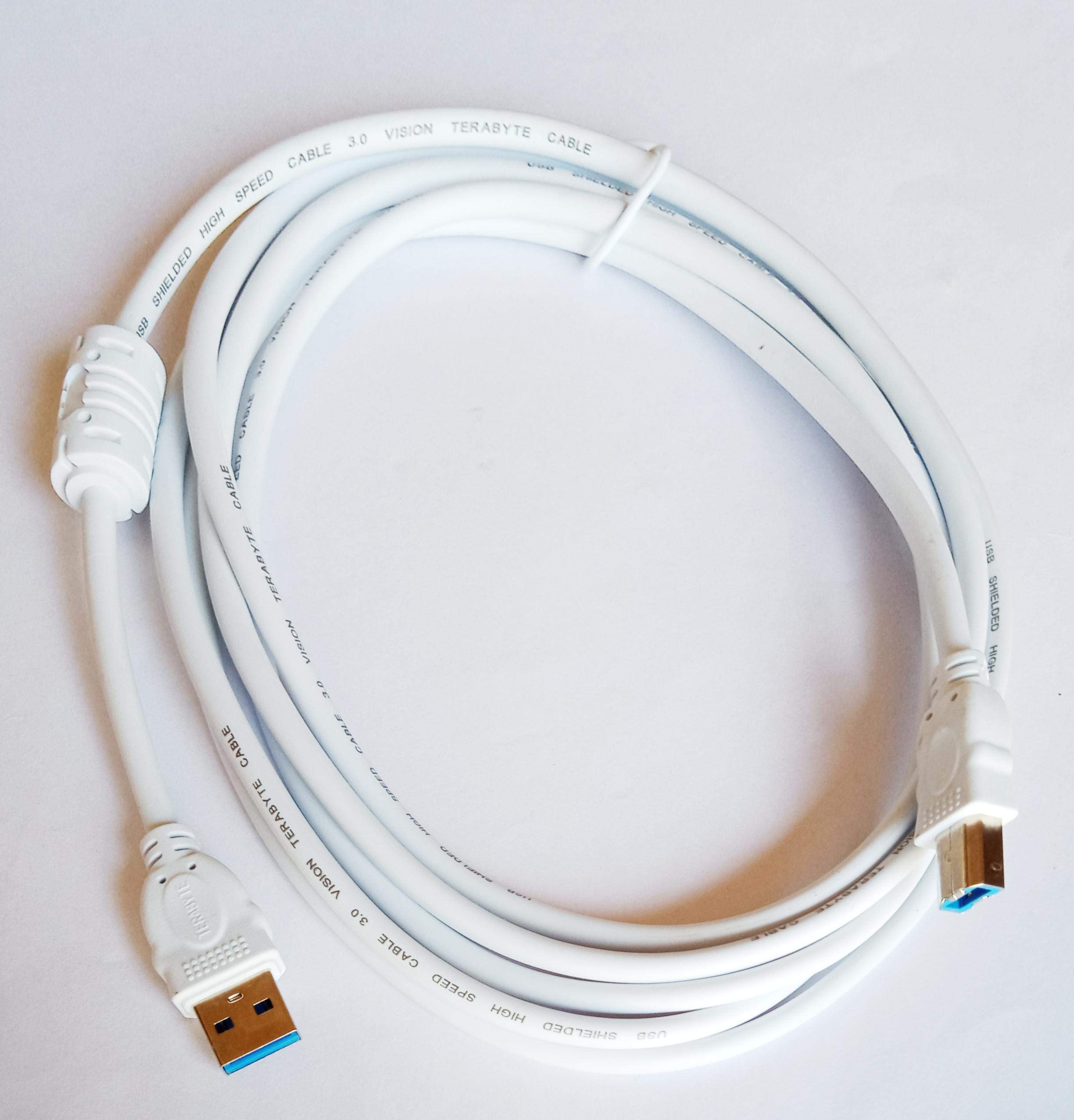 High-Speed USB 3.0 Printer Cable 3M (10ft) - Male to Male Compatible with HP, Canon Printers - White Data Transfer Cord for Home & Office Printing Needs