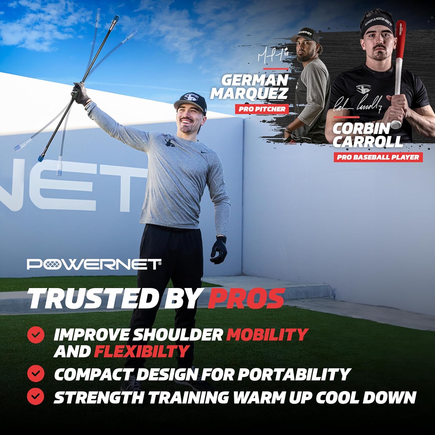 PowerNet Shoulder Trainer Bar - Adjustable Posture Corrector for Neck & Back Pain Relief - Perfect for Office, Gym & Home Workouts