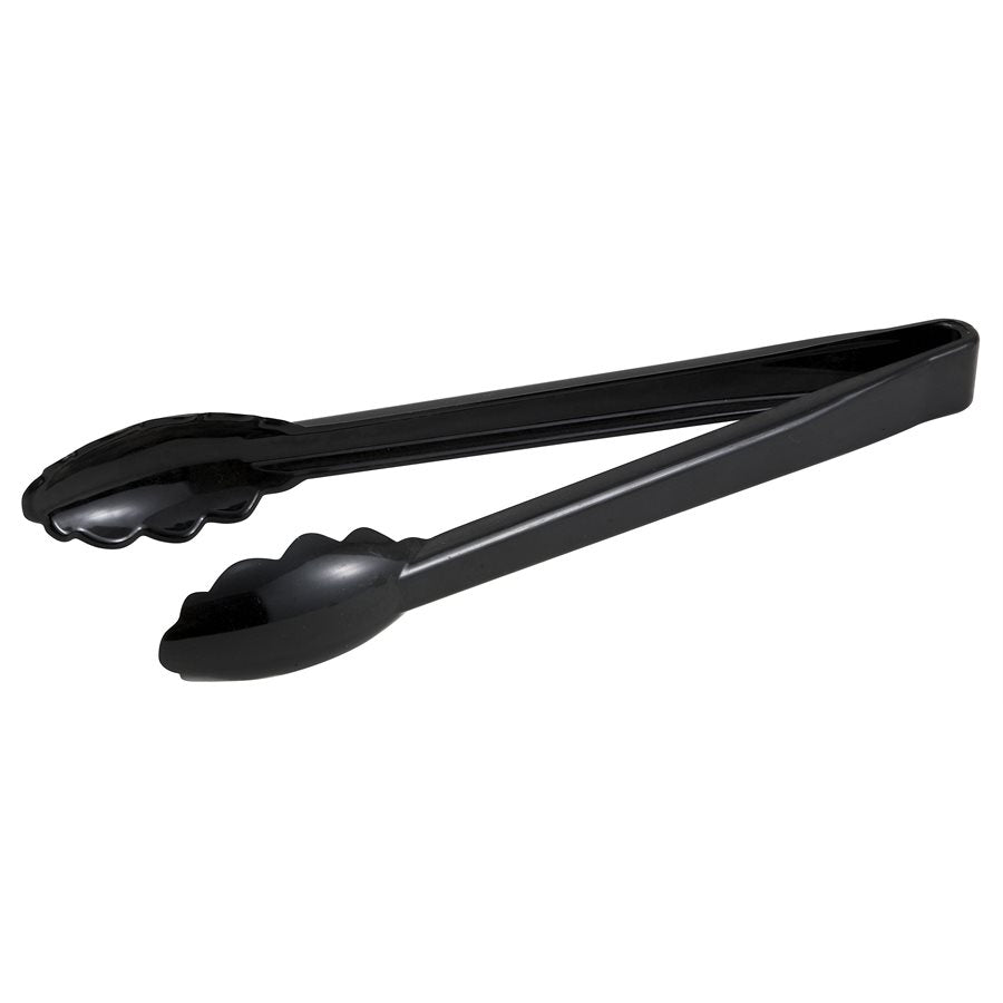 Winco 12-Inch Stainless Steel Serving Tongs - Black - Perfect for BBQ, Buffet, and Kitchen Use