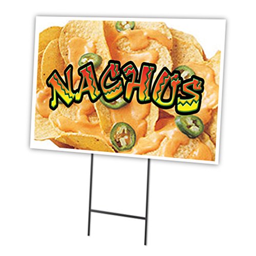 18x24 Inch Nachos Yard Sign with Stake - Custom Business Advertising Sign for Outdoor Promotion - Front Side Printed - Made in USA - Perfect for Restaurants, Events & Local Marketing