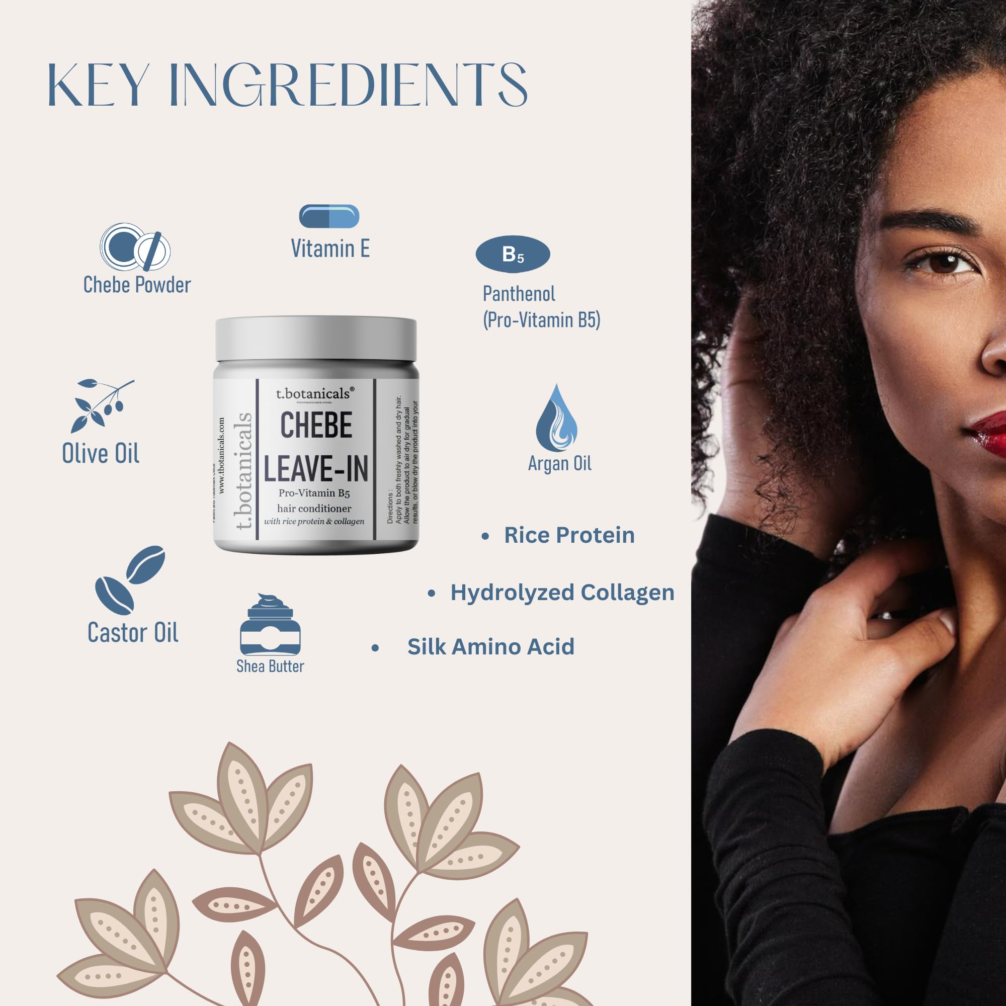 Chebe Leave-In Conditioner for Hair Growth – Provitamin B5, Chebe Butter, Powder & Oil with Silk Amino Acids & Collagen | Thickening & Strengthening Treatment | Lavender Scented (8 oz) | Perfect for Dry, Damaged & Natural Hair Care Routine