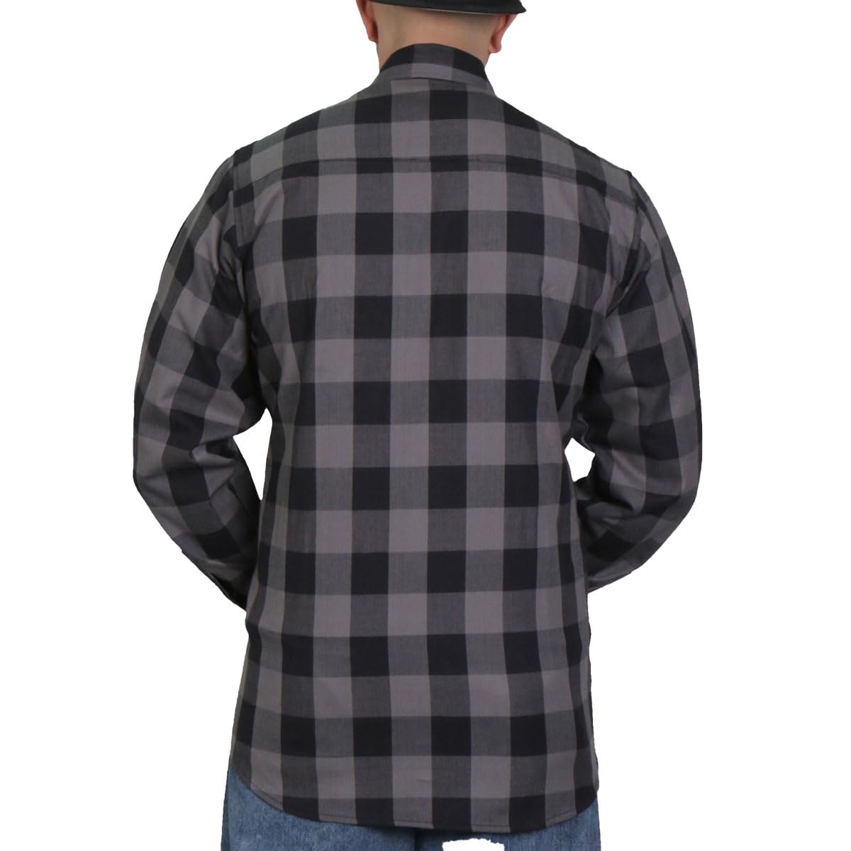 FLM2001 Men's Black & Gray Flannel Shirt - Soft Long Sleeve Plaid Button Down for Casual Wear, Outdoor Activities & Fall Fashion