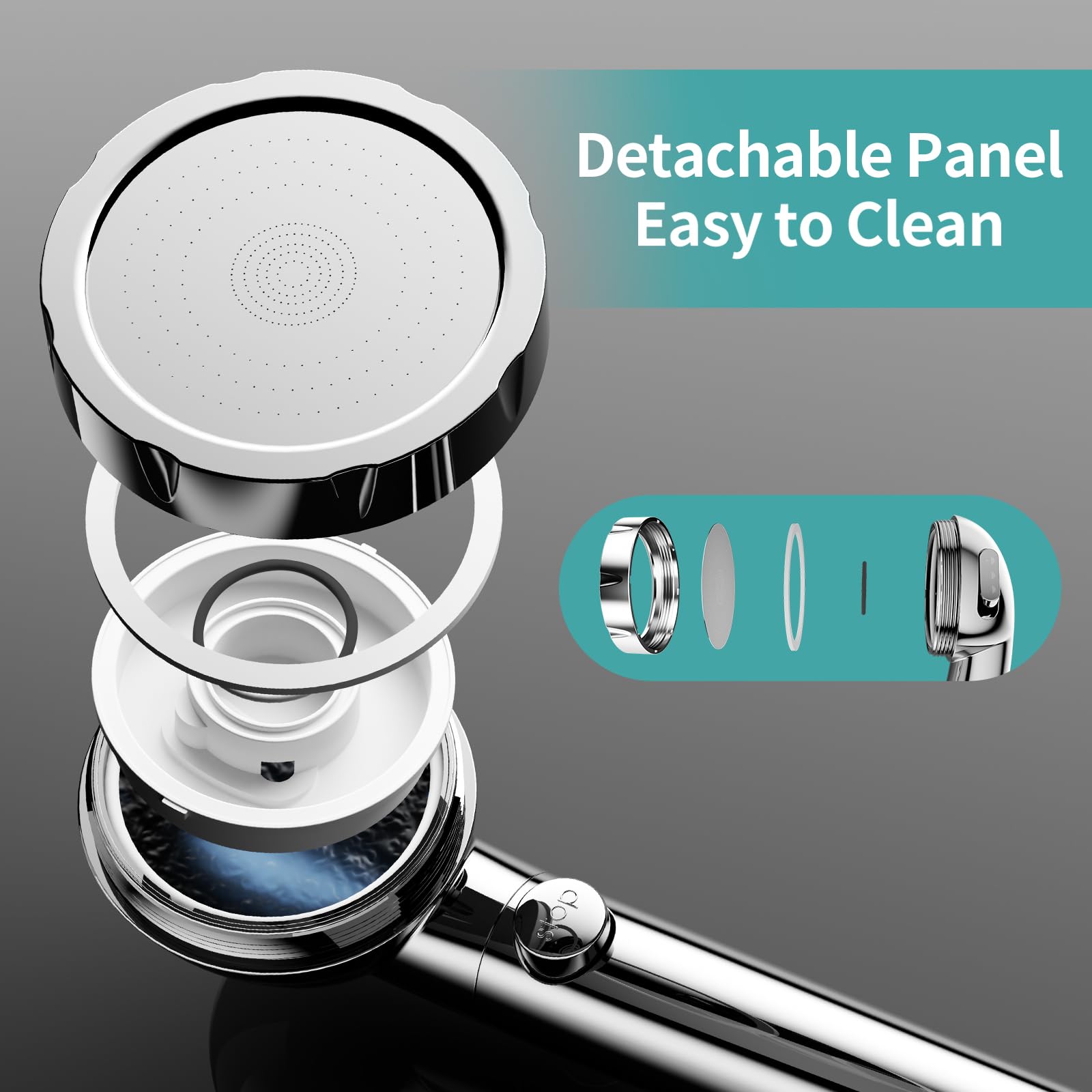 EAARSUO High Pressure Filtered Shower Head with Handheld & On/Off Switch - 3 Spray Modes for Hard Water (Chrome) - Perfect for Bathroom, Spa-Like Experience & Water Conservation