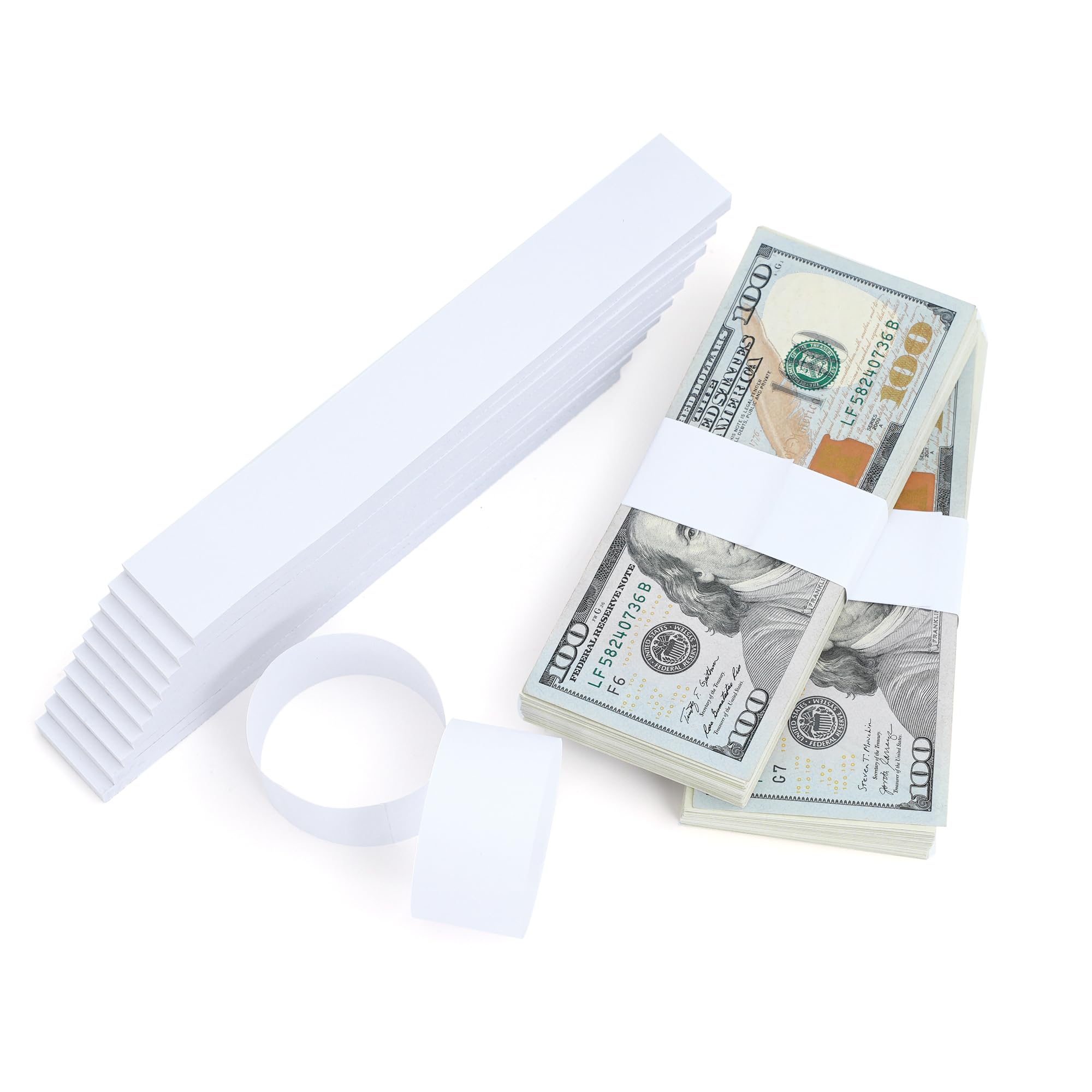 Blank White Self-Adhesive Money Bands for Cash - 550PCS Currency Straps | Bill Wrappers & Cash Organizer for Banks, Retail Stores, and Home Use