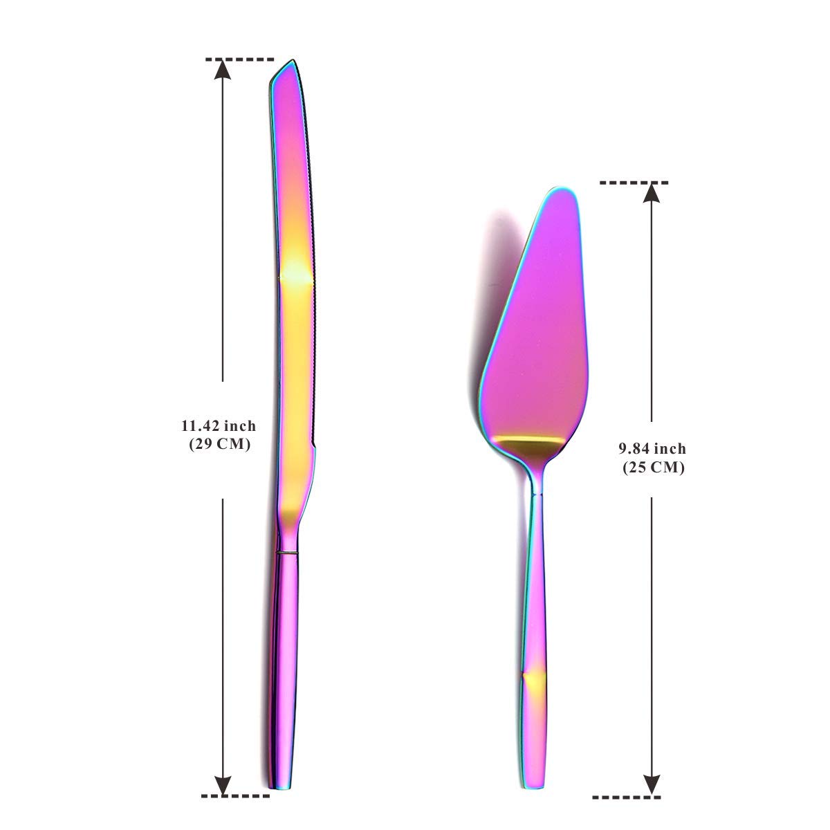 Berglander Rainbow Cake Pie Pastry Servers - Colorful Cake Serving Set with Knife & Server for Weddings, Birthdays, Parties | Perfect for Cake Cutting, Dessert Serving & Special Events