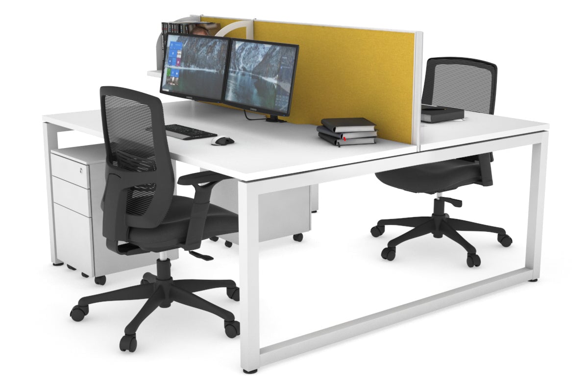 Quadro Loop Legs 2 Person Office Workstation - 1600L x 800W with Cable Management - Modern Shared Desk for Collaborative Workspaces & Home Offices