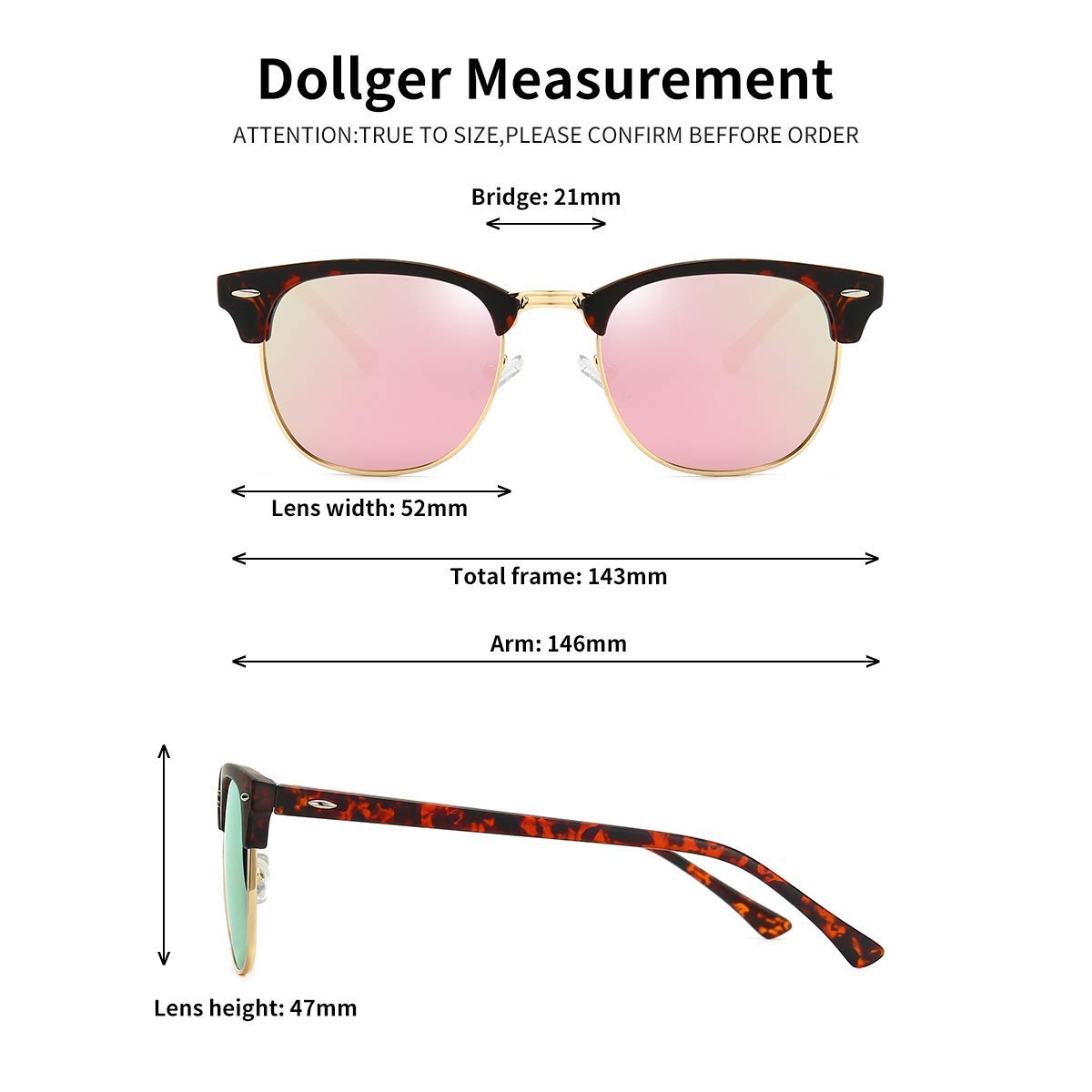 Polarized Browline Sunglasses for Men & Women - Classic Semi-Rimless Retro Frame with UV 400 Protection | Perfect for Driving, Beach, and Outdoor Activities