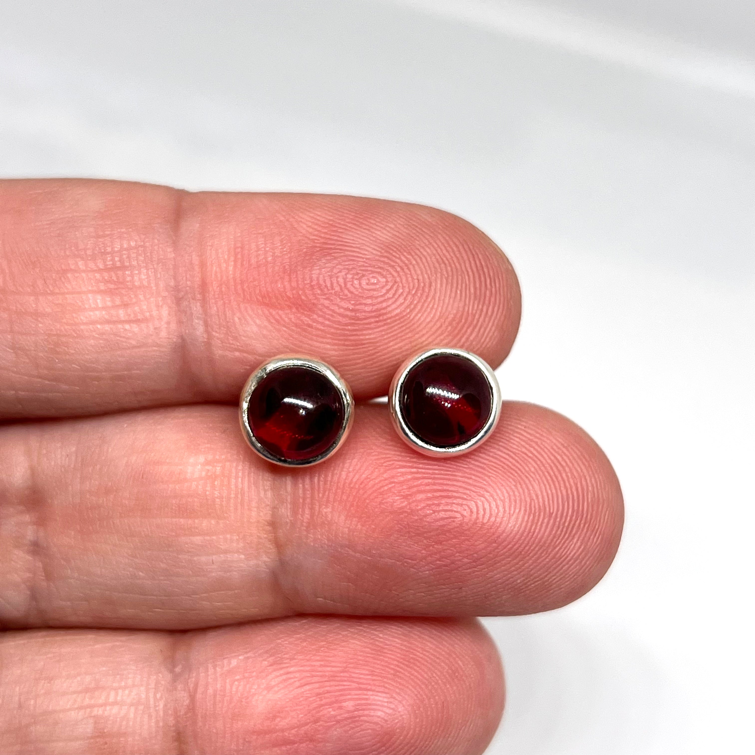 6.5mm Round Cabochon Bezel Set Stud Earrings - PSE018 - Perfect for Everyday Wear, Gift Giving & Special Occasions