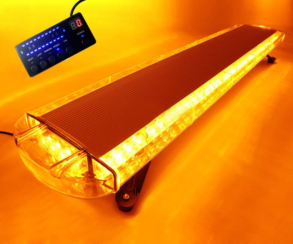 47 Inch Amber 12V-28V LED Strobe Light Bar - High Visibility Emergency Beacon for Trucks, Trailers & Wreckers | Durable Flashing Warning Light for Roadside Safety & Vehicle Alerts