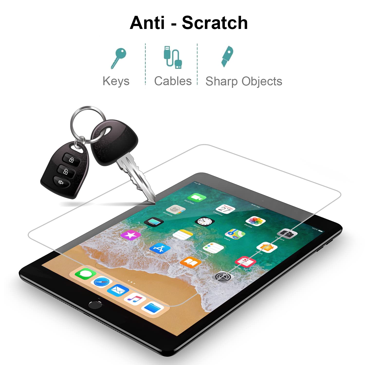 Gerutek 2-Pack Tempered Glass Screen Protector for iPad 9.7 Inch (2018/2017 6th/5th Gen), iPad Air 2 & iPad Air - 9H Hardness, Anti-Bubble, HD Clear - Perfect for Work, Study & Entertainment