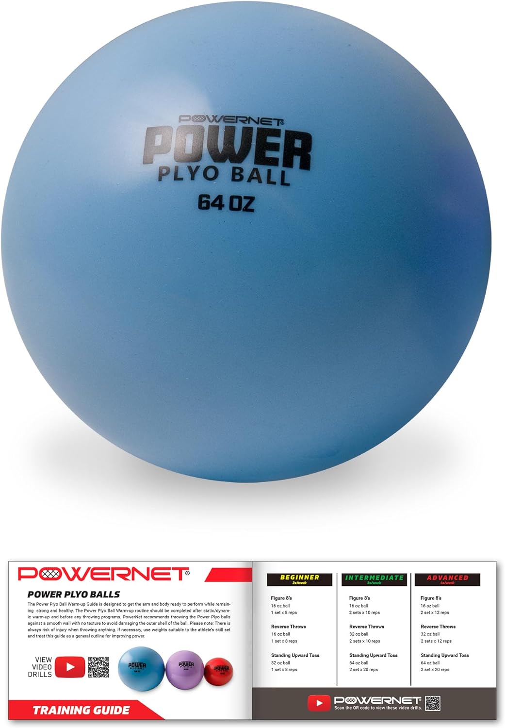 PowerNet Power Plyo Ball (64 oz) - Heavy Duty Medicine Ball for Strength Training, CrossFit, HIIT & Home Workouts - Perfect for Athletes & Fitness Enthusiasts