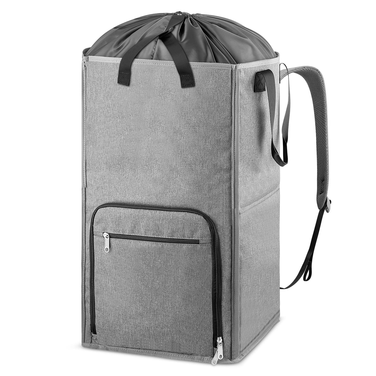 Bukere Extra Large 2-in-1 Laundry Backpack & Hamper Basket - Adjustable Shoulder Straps for College Dorm, Apartment & Travel - Freestanding Laundry Bag for Laundromat, Camping & Gym Use