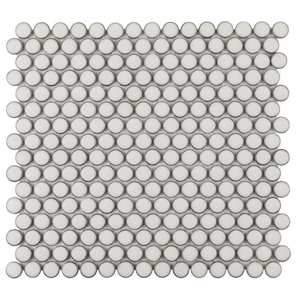 Vintage Pearl White Penny Round Tile - Small Mosaic Tiles for Bathroom, Kitchen Backsplash, and Shower Wall - Waterproof & Durable Ceramic Tiles