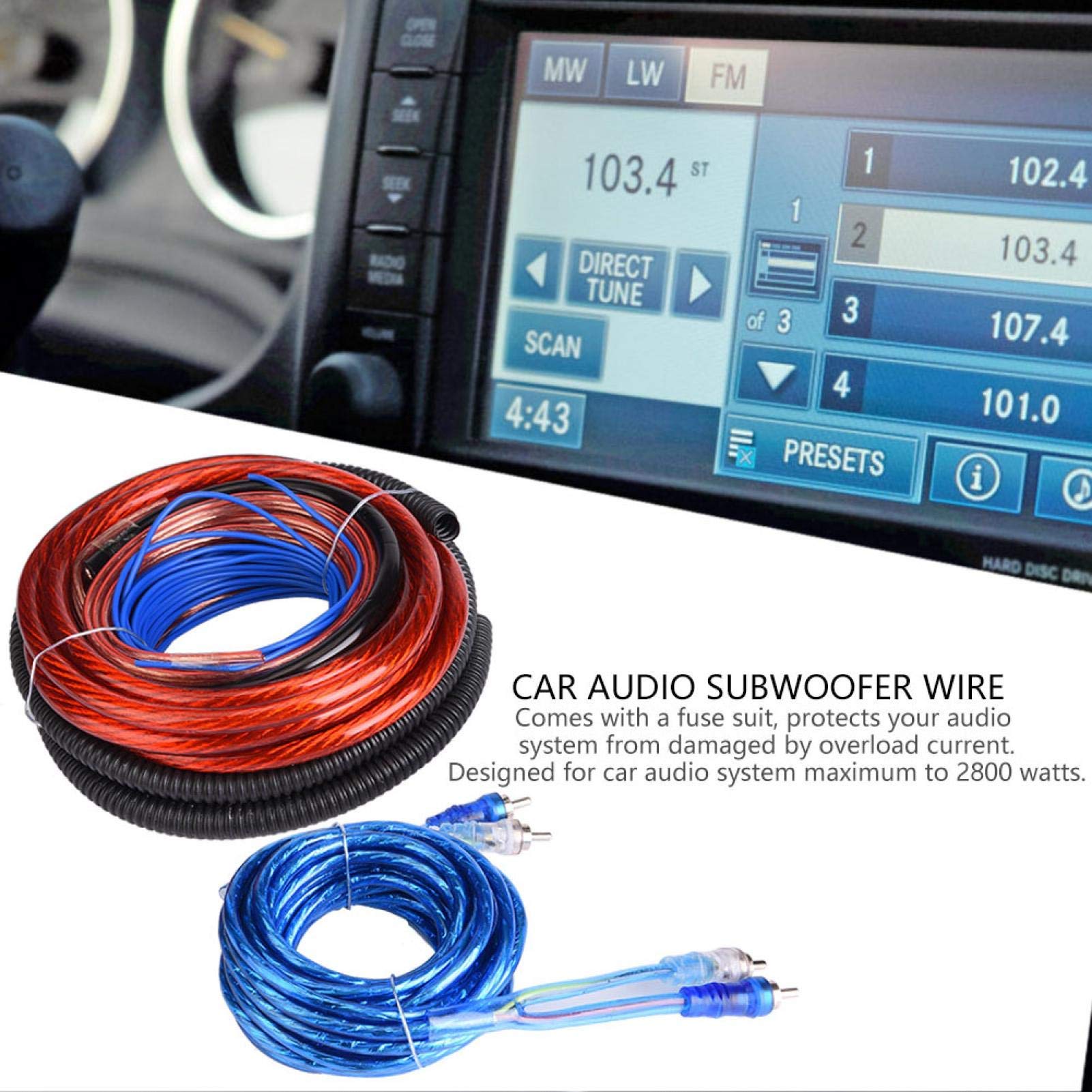 Akozon Universal 4 Gauge 2800W Car Audio Subwoofer Amplifier Speaker Cable Installation Kit - Professional Car Audio Modification Accessories for Enhanced Sound System | Perfect for DIY Car Stereo Upgrades & Vehicle Sound Enhancement
