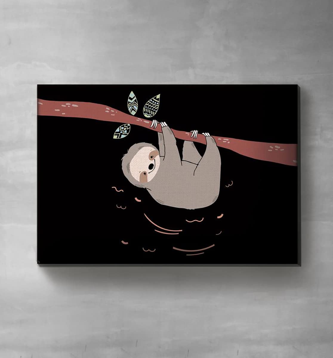 Happy Sloth Hanging Out Canvas Art - 24x36 Inch Wildlife Series Wall Decor for Living Room, Bedroom & Office - Cavepop CRS-HSLHO-2436 Pet-Themed Home Decor