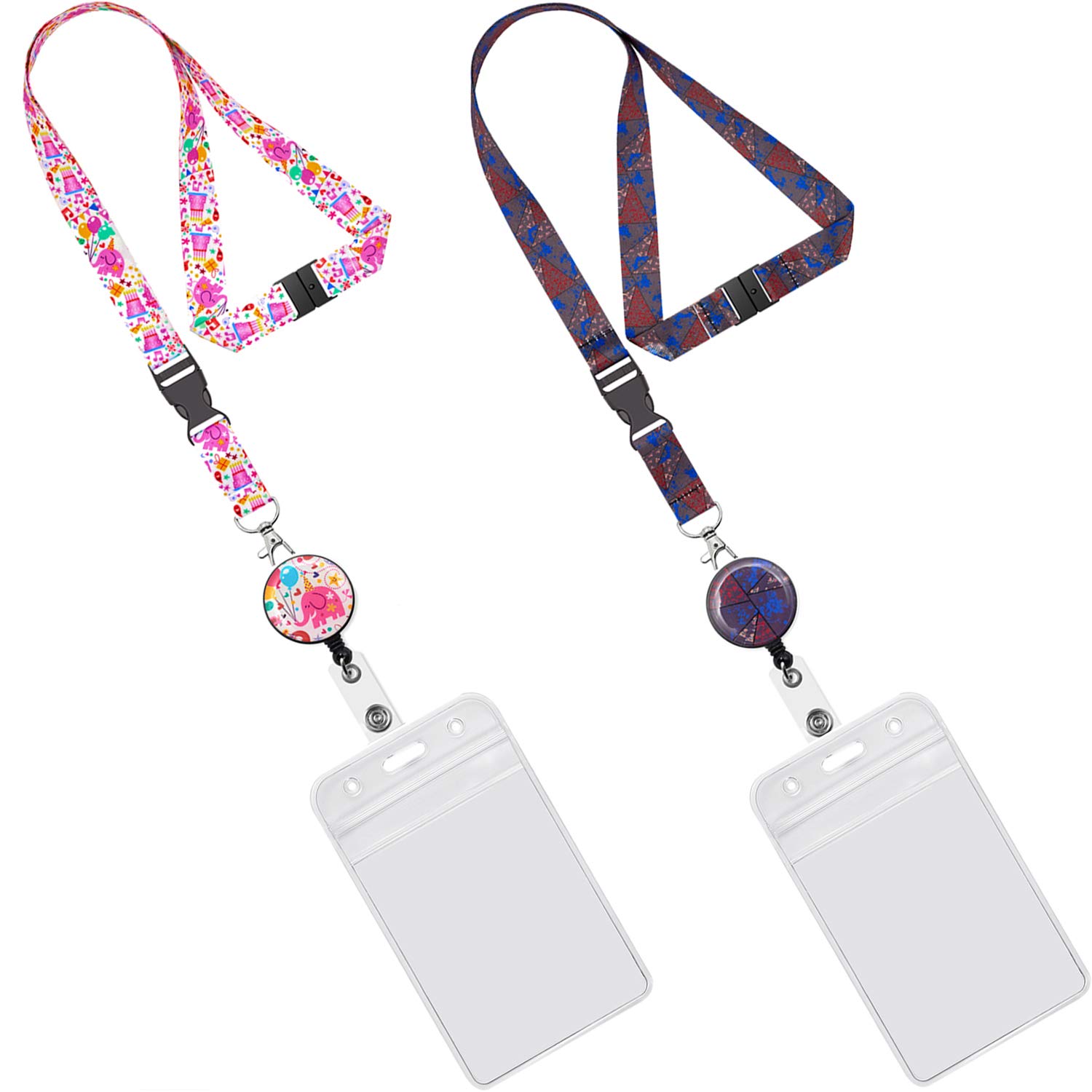 YOUOWO 2 Pack Cruise Lanyards with Badge Reel - for Office ID, Keys & Cards - for Work, Travel & Events