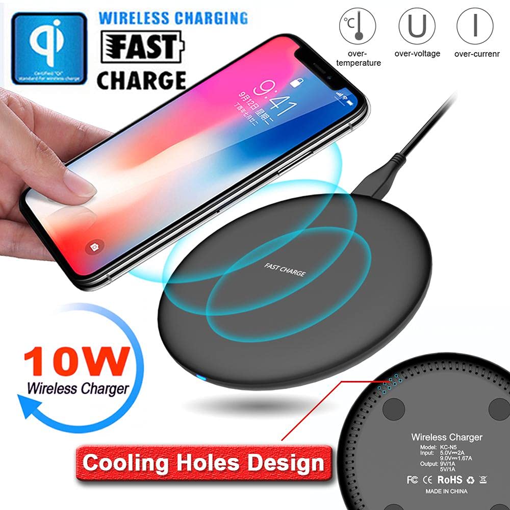 Vertu Aster Fast Wireless Charger - 10W Qi-Certified Charging Pad with Soft Touch Surface | Perfect for Home, Office & Travel