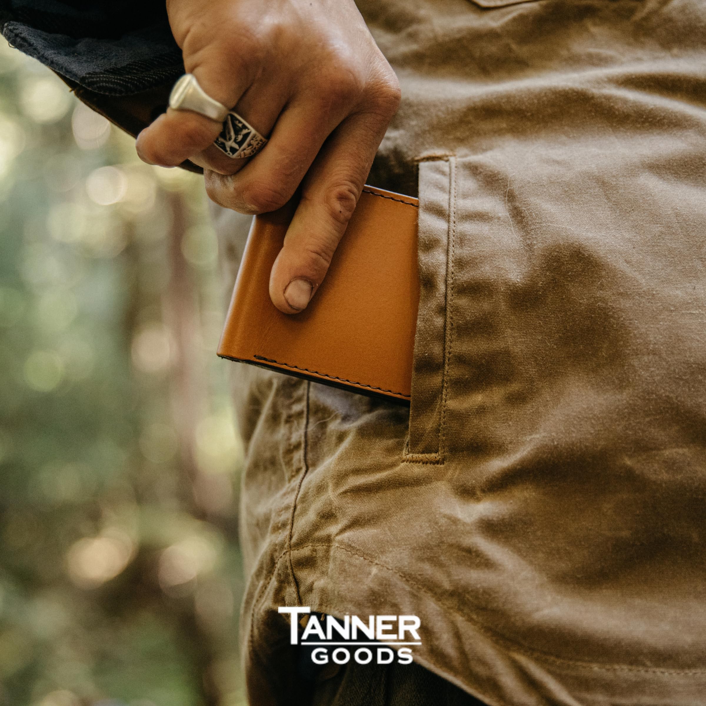 TANNER GOODS Men's Leather Wallet - Bifold Design with 4 Card Pockets & Billfold Slot | Genuine USA-Made Saddle Tan Leather | Perfect for Everyday Carry, Business & Travel