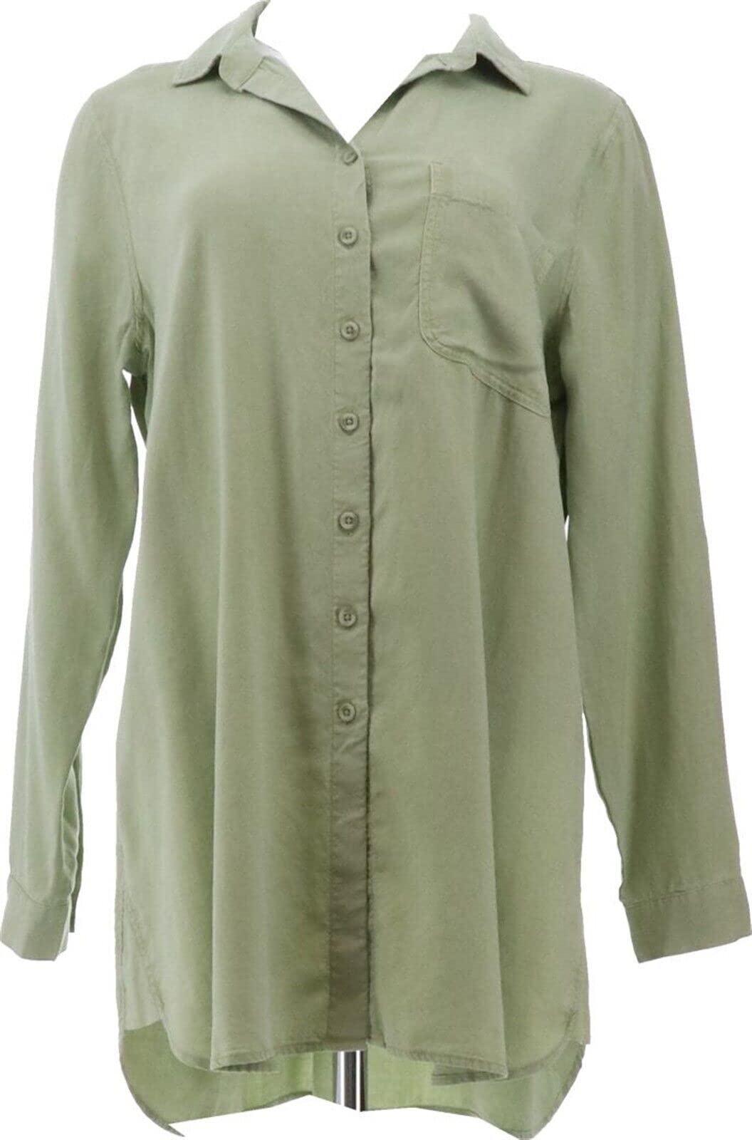 Rockweed Jade Side Stitch Button Front Tunic with Pocket - Size L (A375105) | Casual Wear for Women, Perfect for Office & Everyday Outfits