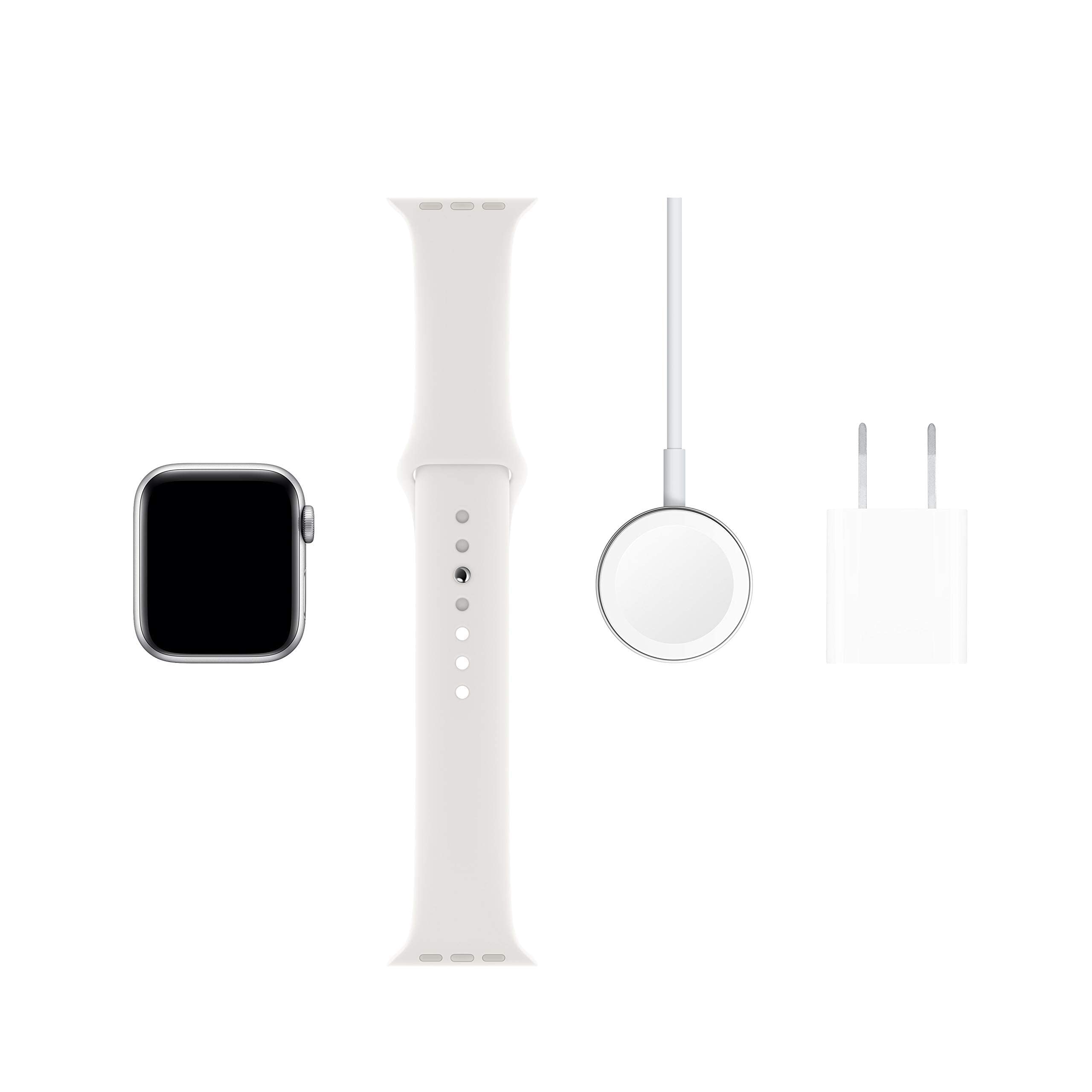 Refurbished Apple Watch Series 5 GPS + Cellular 40mm - Silver Aluminum Case with White Sport Band | Smart Fitness Tracker, Heart Rate Monitor & Water Resistant for Running, Swimming & Daily Use