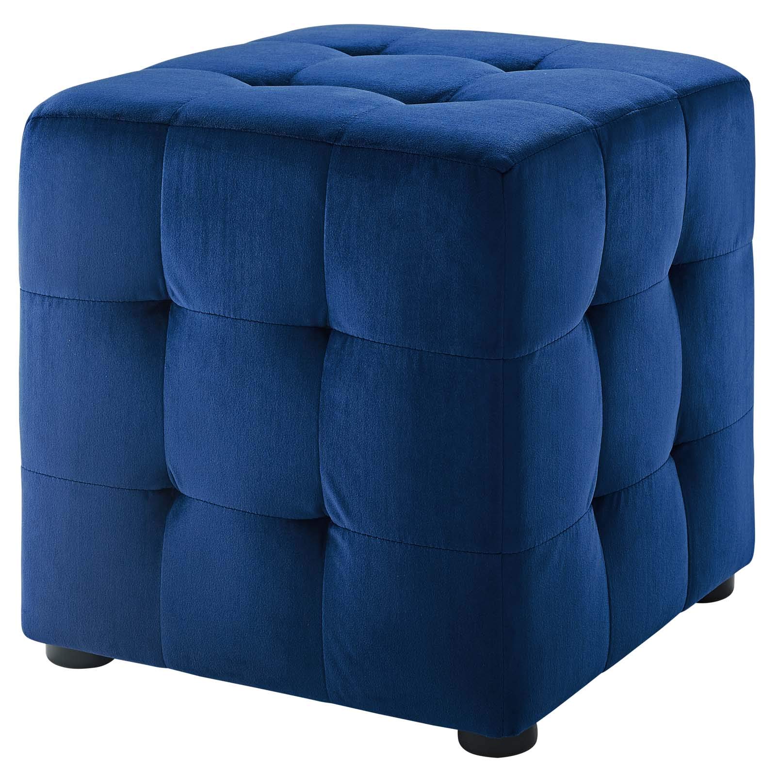 Modern Velvet Accent Chair with Ottoman - Navy Blue Contemporary Living Room Lounge Furniture for Relaxing & Stylish Home Decor