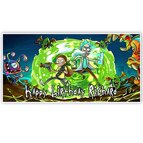Custom Rick and Morty Birthday Banner - Personalized Party Decor for Adult & Teen Fans - Perfect for Themed Celebrations, Game Nights & Geek Events