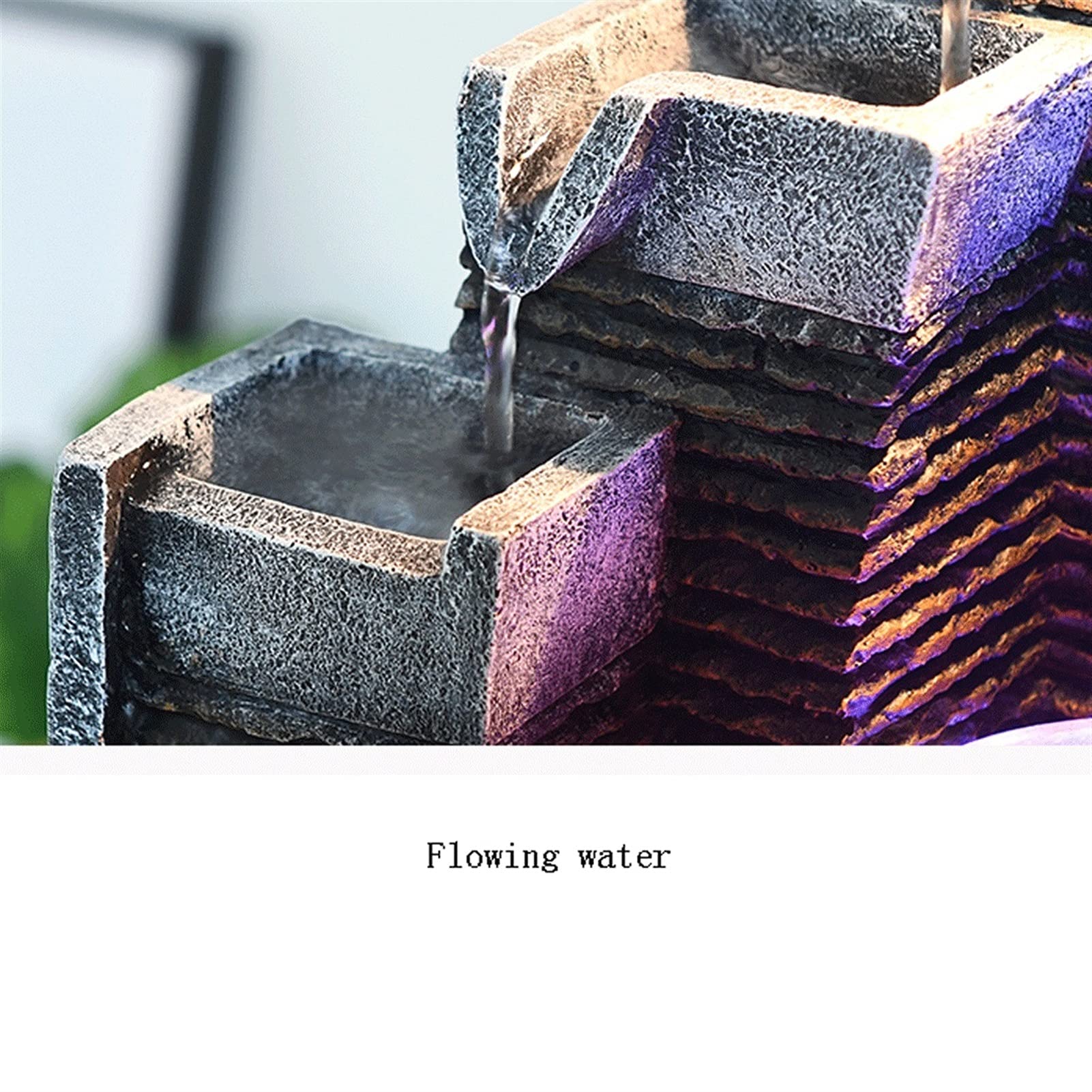 Indoor Water Fountain with LED Light - 35x43cm Zen Decor for Office, Living Room, Fish Tank | Humidifier & Lucky Decoration for Home & Workspace Relaxation