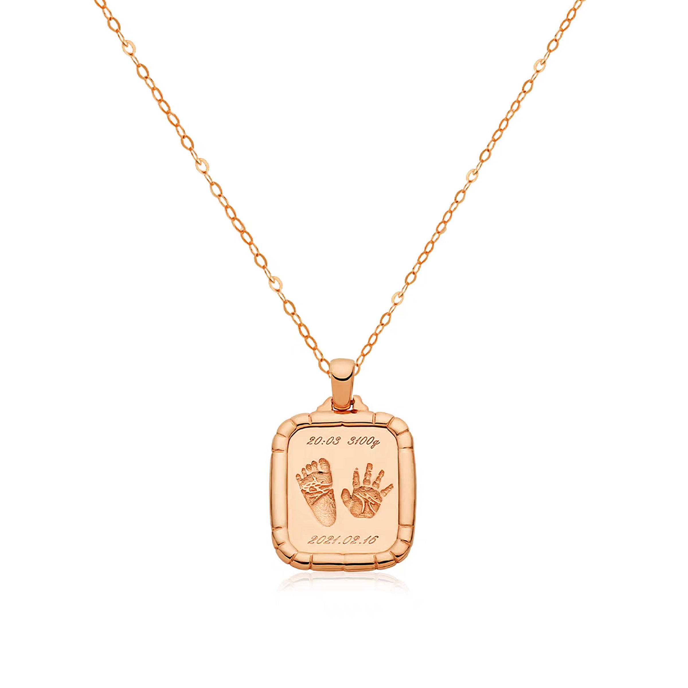 Solid Gold Footprint Necklace - Personalized Jewelry for Women | Engraved Keepsake Pendant for Moms, Grandmas & Loved Ones | Perfect Gift for Birthdays, Mother's Day & Anniversaries