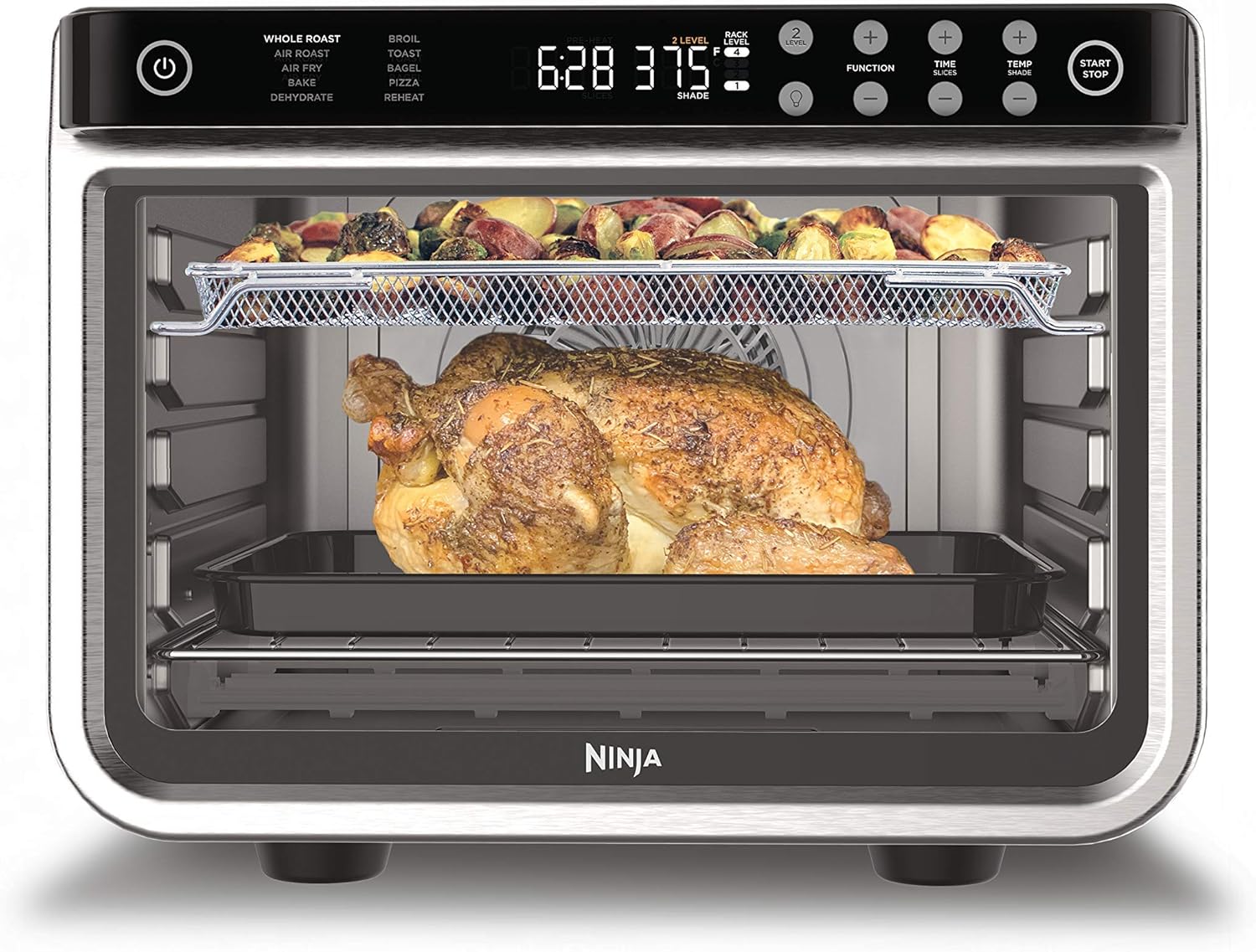 Ninja DT201 Foodi 10-in-1 XL Pro Air Fryer Digital Countertop Convection Toaster Oven with Dehydrate & Reheat, 1800W Stainless Steel - Perfect for Baking, Roasting, Air Frying & Meal Prep in Large Families